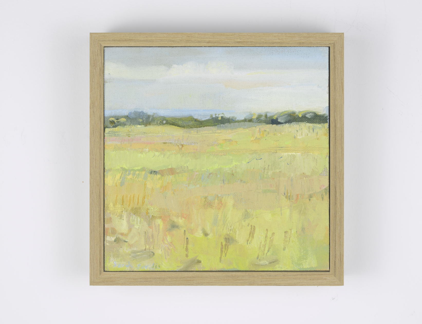 Pink fields, Oil on linen board, 15 x 15cm, sold.