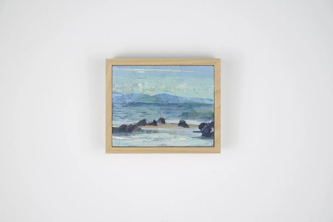 Turquoise sea, Acrylic on linen board, 12 x 15 cm, $230