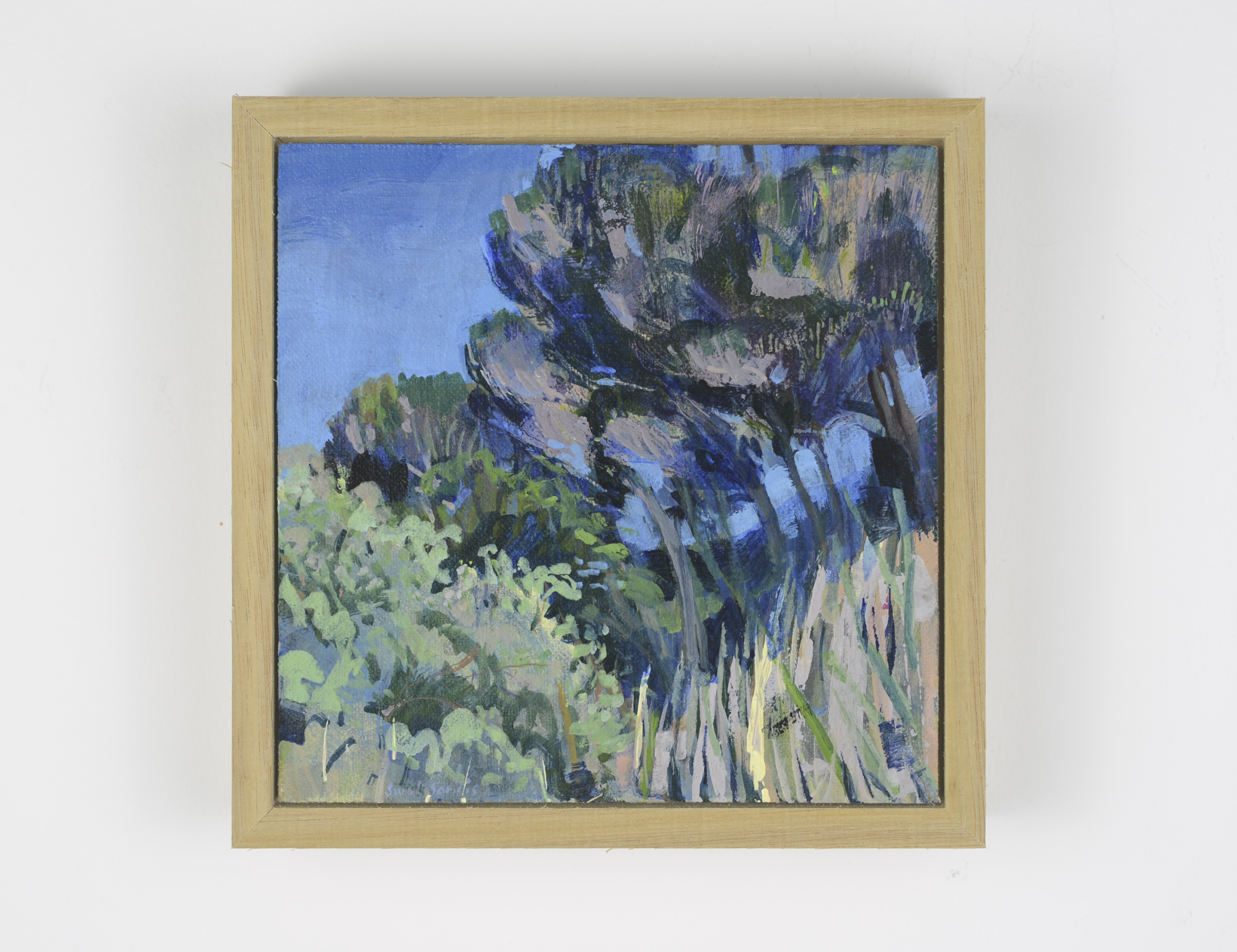 Coastal bush layers, Acrylic, ink and graphite on linen board, 15 x 15 cm, $270