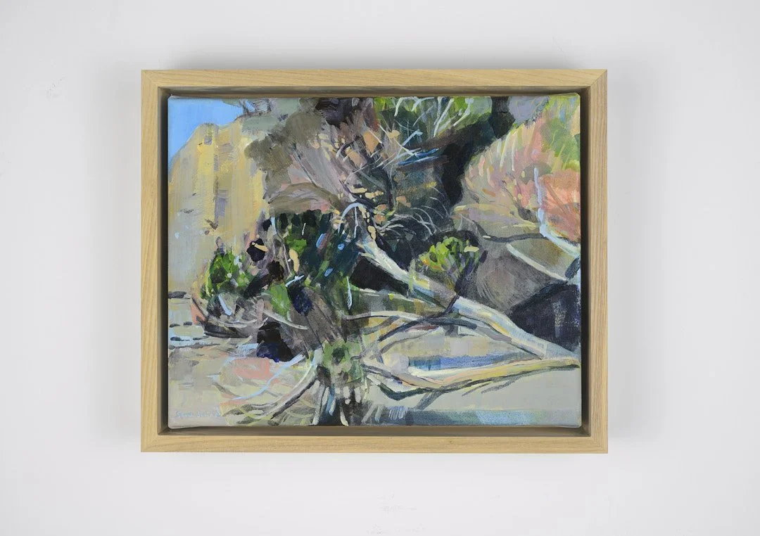 Coastline trees, Acrylic on canvas, 20 x 25cm, $400
