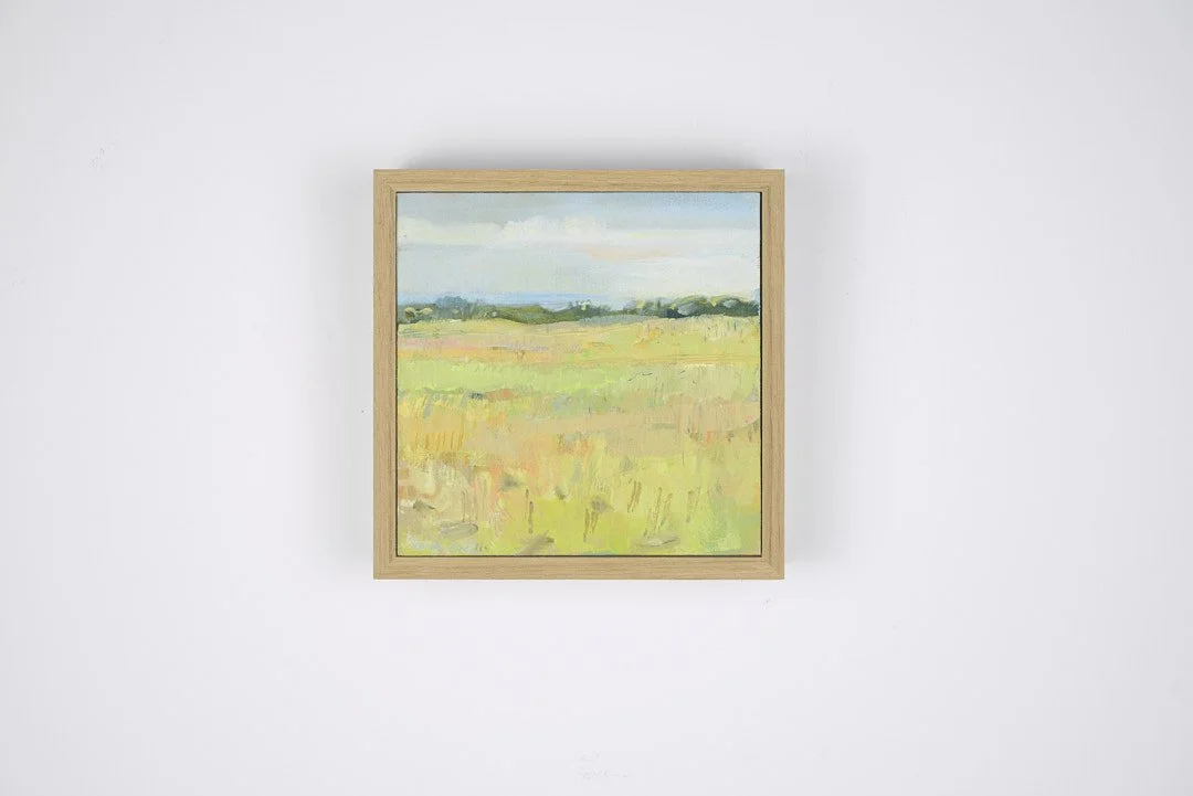 Pink fields, Oil on linen board, 15 x 15cm, $270