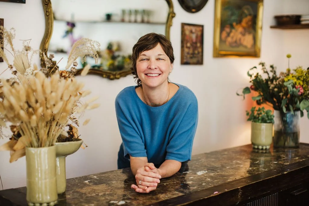 Andrea Rábago somatic therapist in her Austin, Texas office.