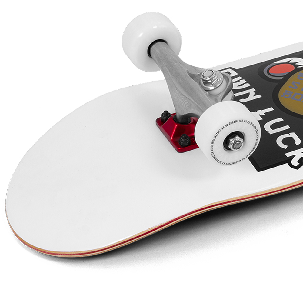 ENU4010 Lucky Cat Complete Skateboard White Rear Angle Detail.png