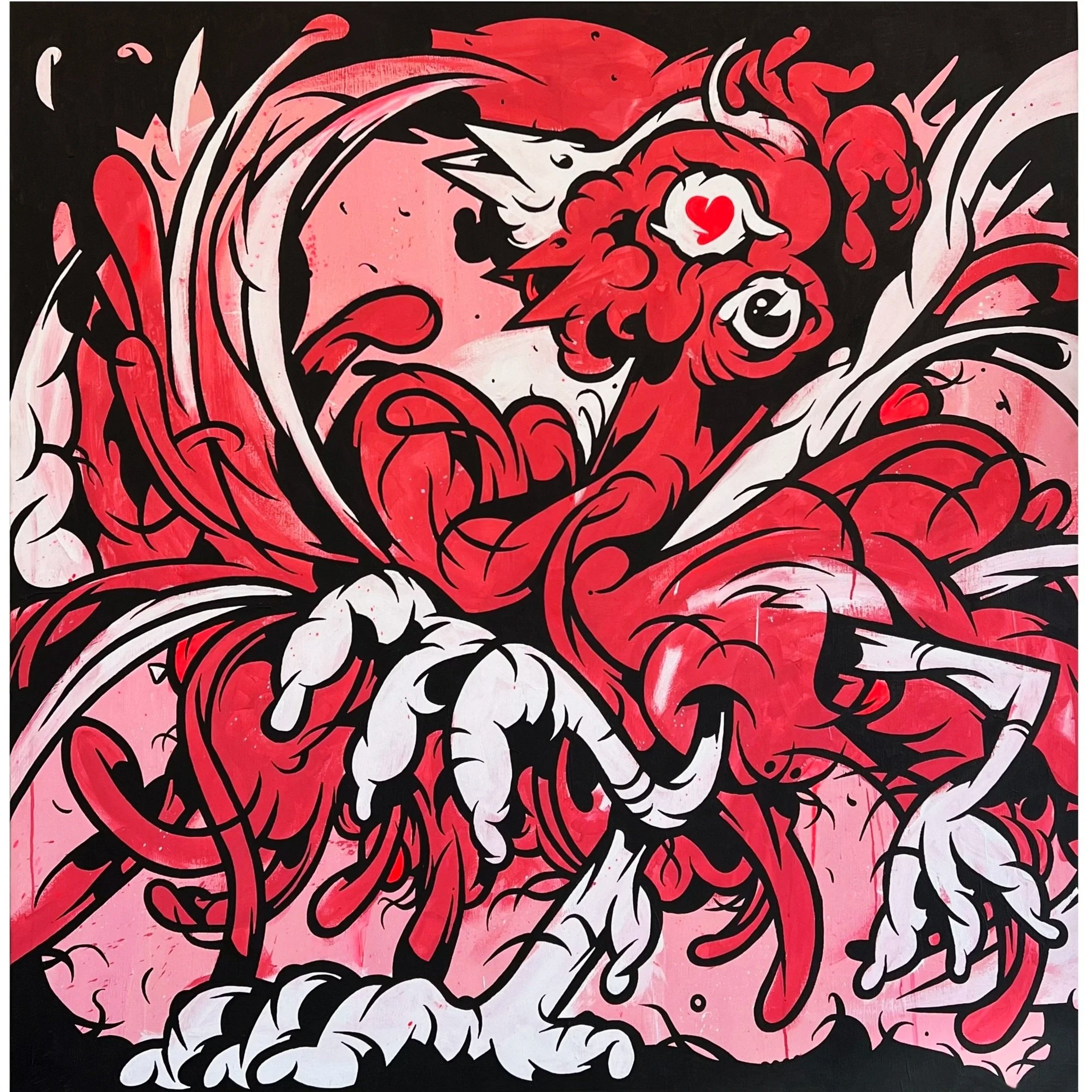 "the ecstatics" 2022, acrylics on canvas, 130x130 cm