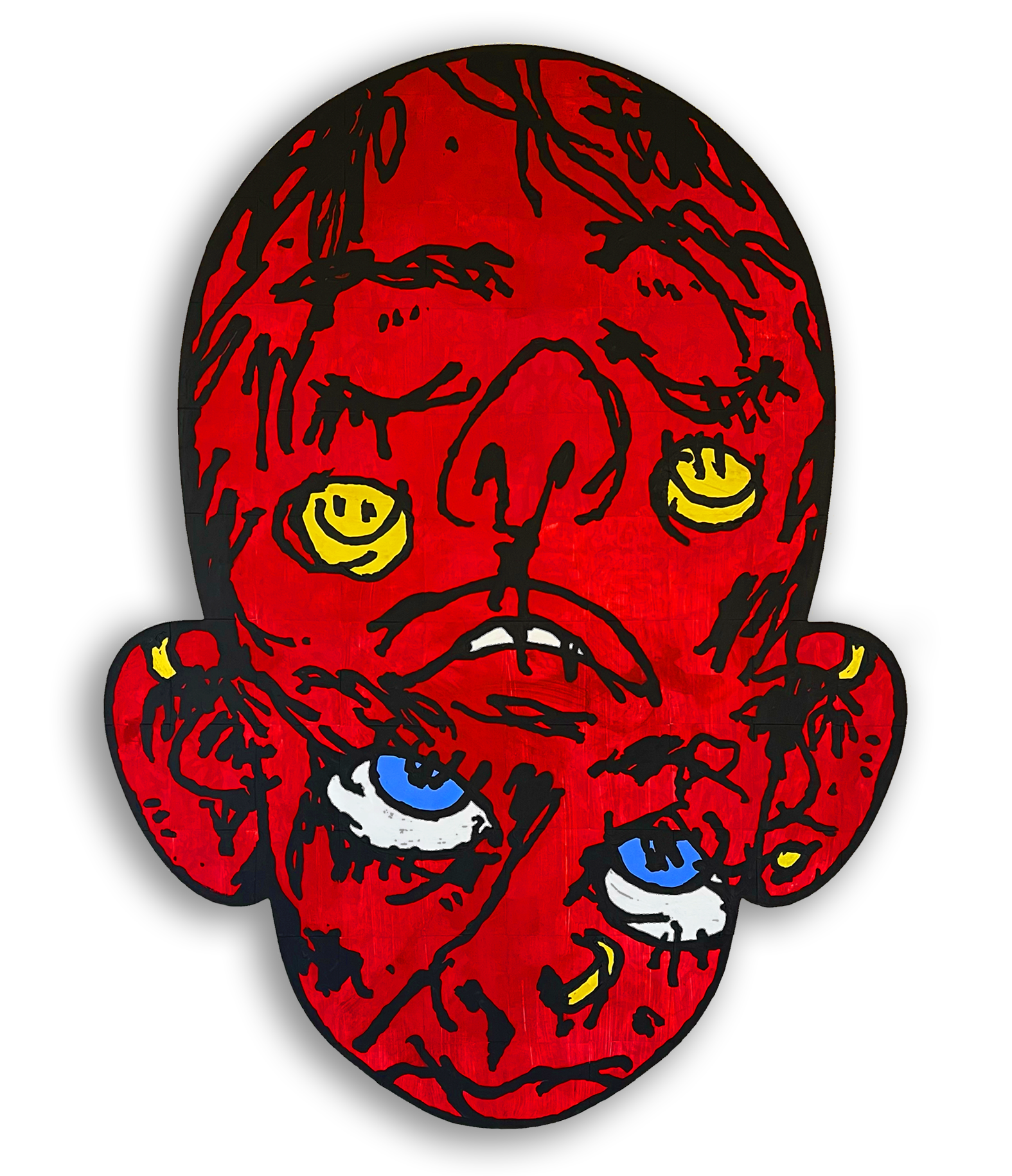 "mmmaybe" 2025, acrylics on wooden panel, 140x100cm