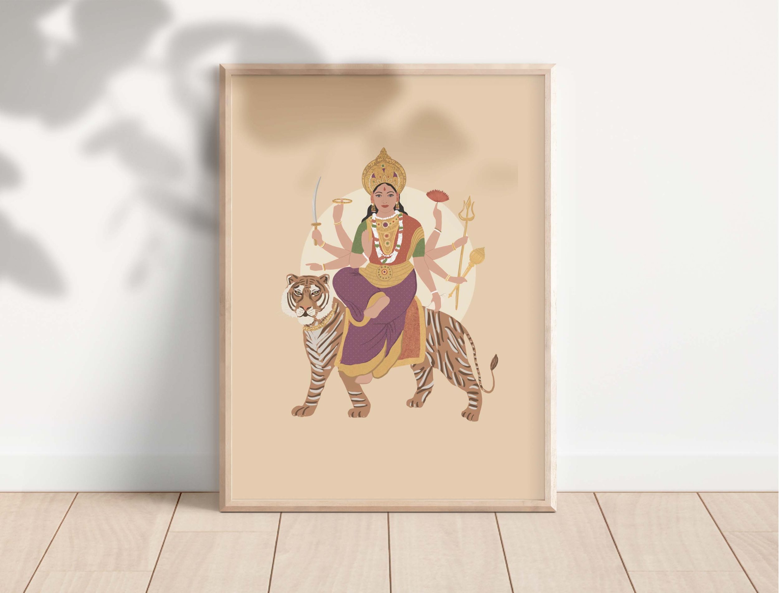 durga art print indian goddess