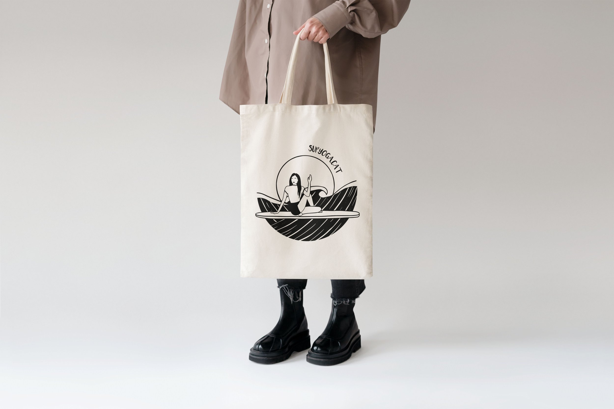 Sup Yoga Cat Tote Bag Design