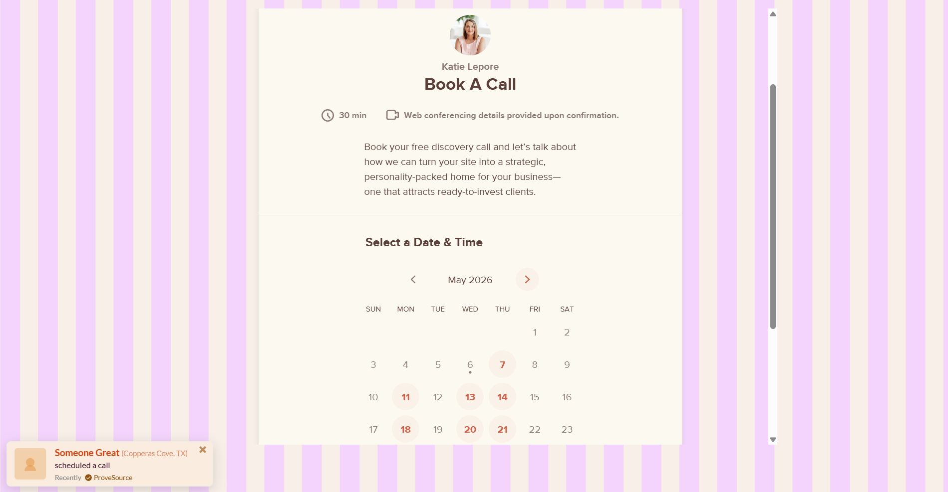 call scheduler embedded on a website contact page