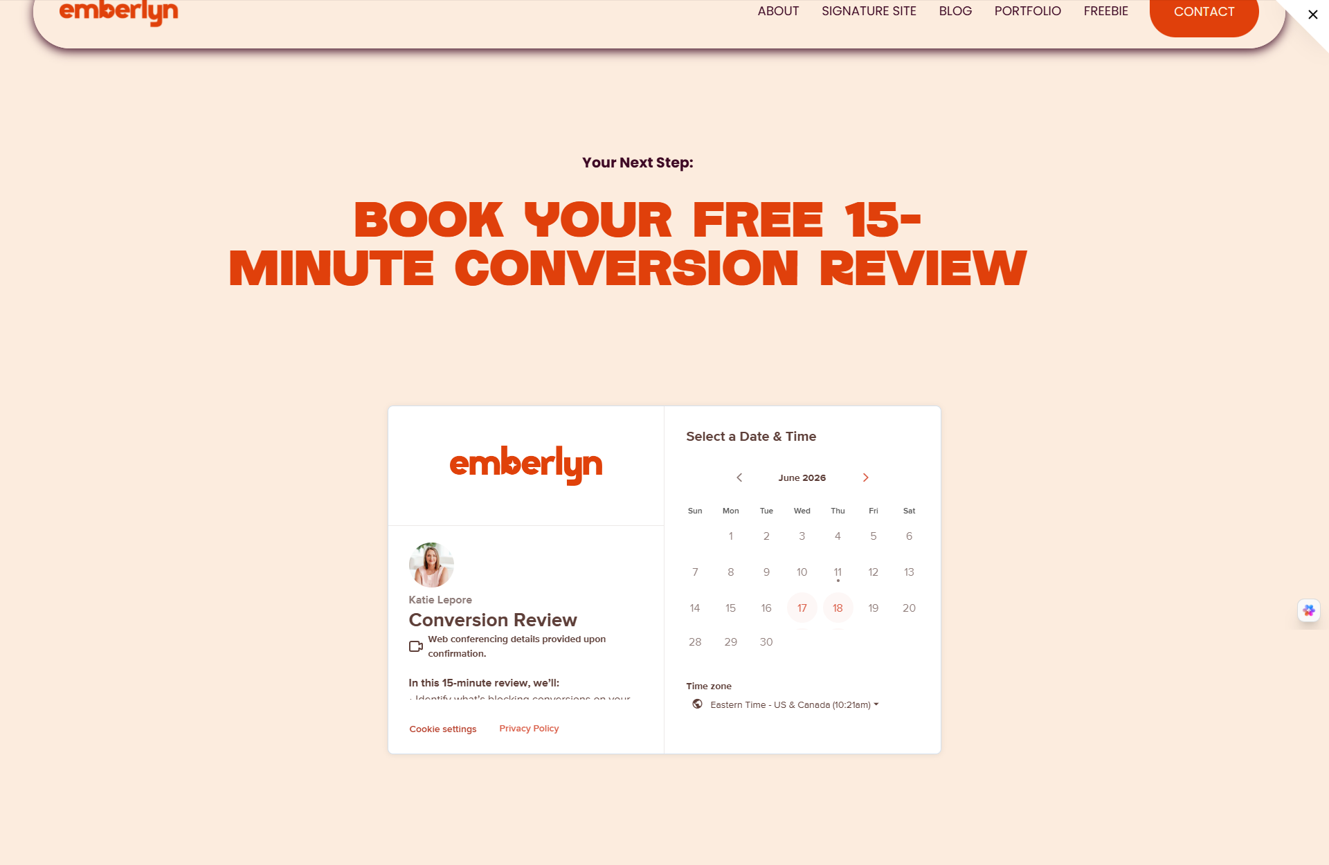 screenshot of thank you page for a freebie