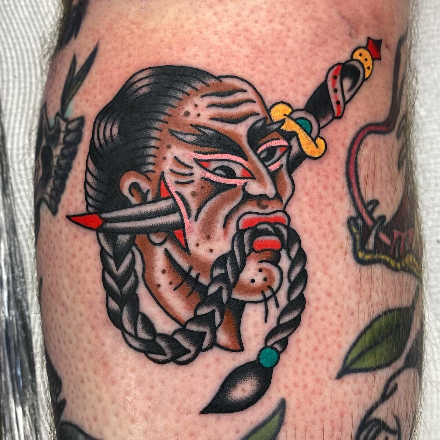 Knife fight from my flash for @tonypepperztattoo thanks heaps for getting this one legend! Made at @mans_ruin_tattoo