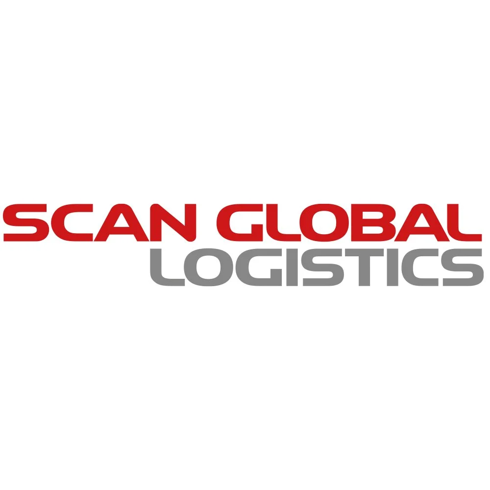 Logo mit dem Text 'Scan Global Logistics' in Rot und Grau auf weißem Hintergrund.