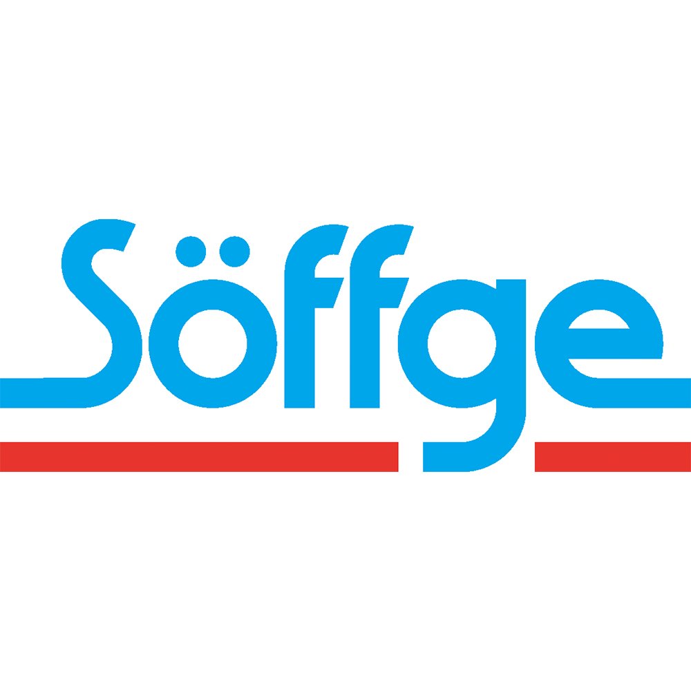 Das Bild zeigt das Logo von Soflge in blauer Schrift mit einer roten Linie darunter.