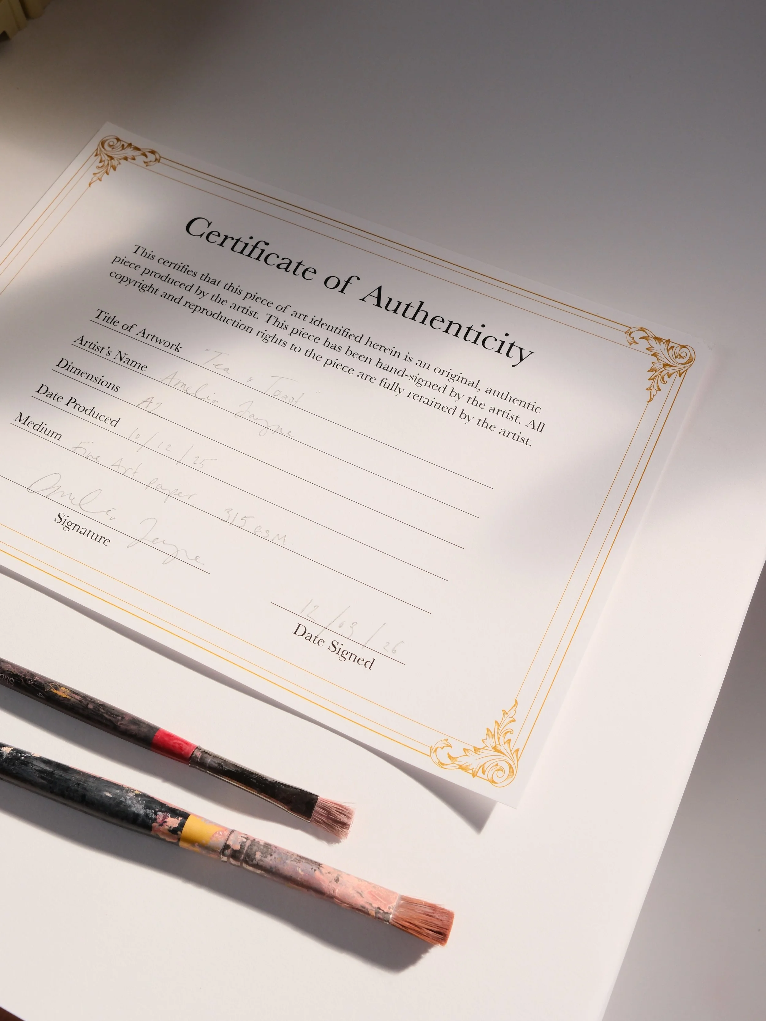 Certificate of Authentication