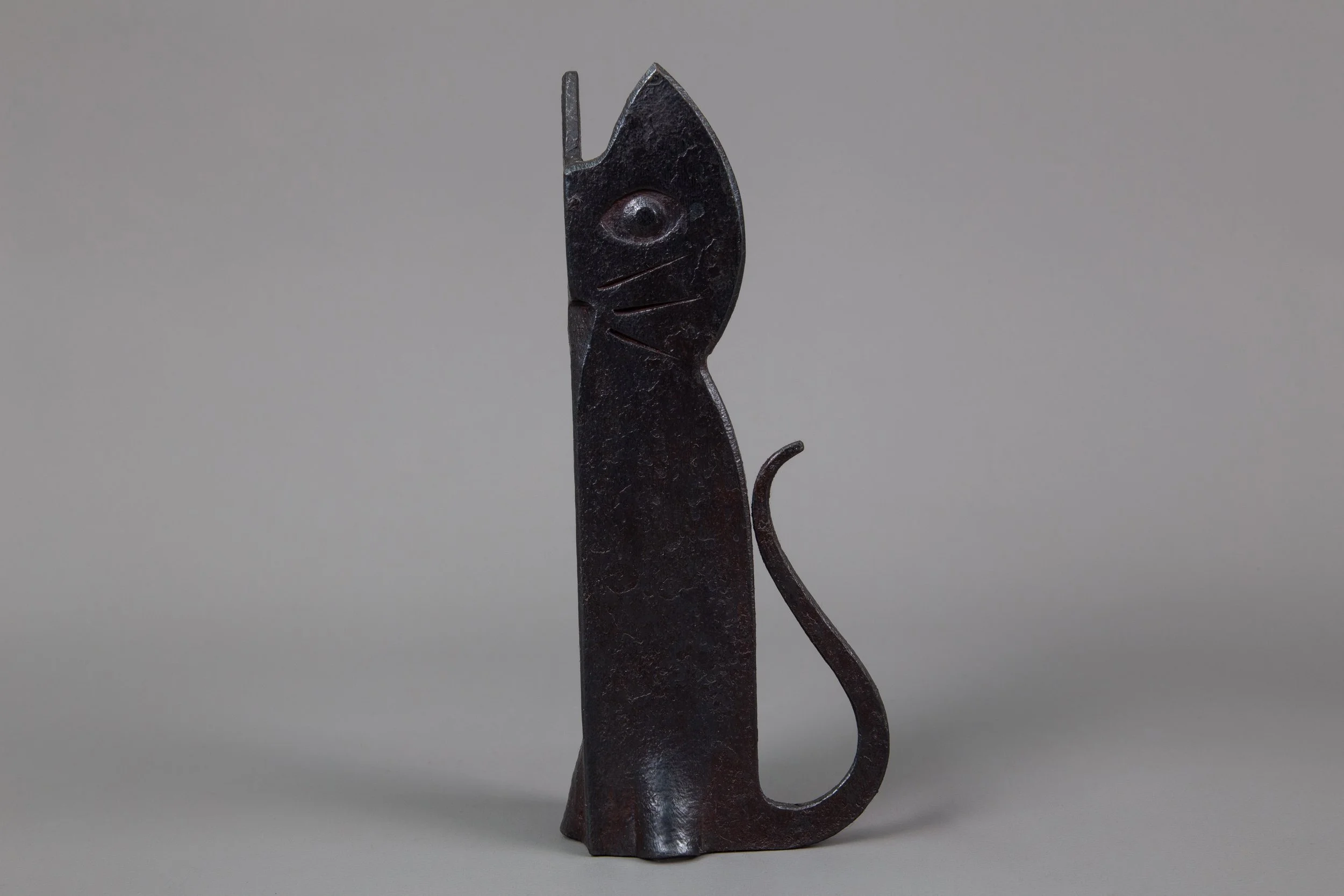 Hand forged small cat sculptures