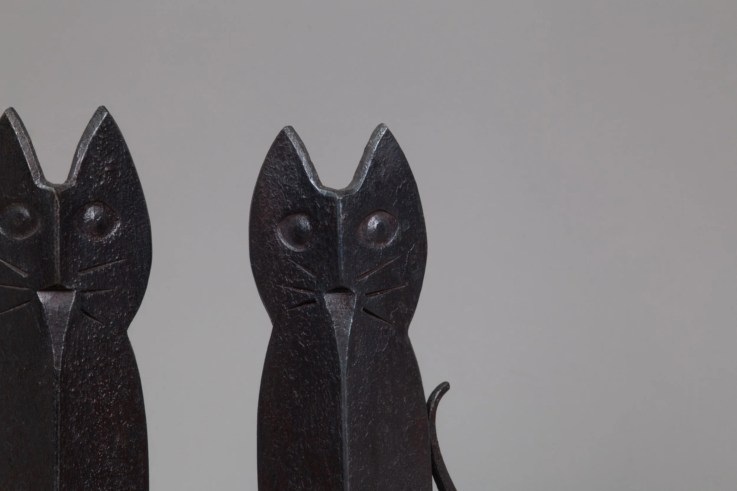 Hand forged small cat sculptures