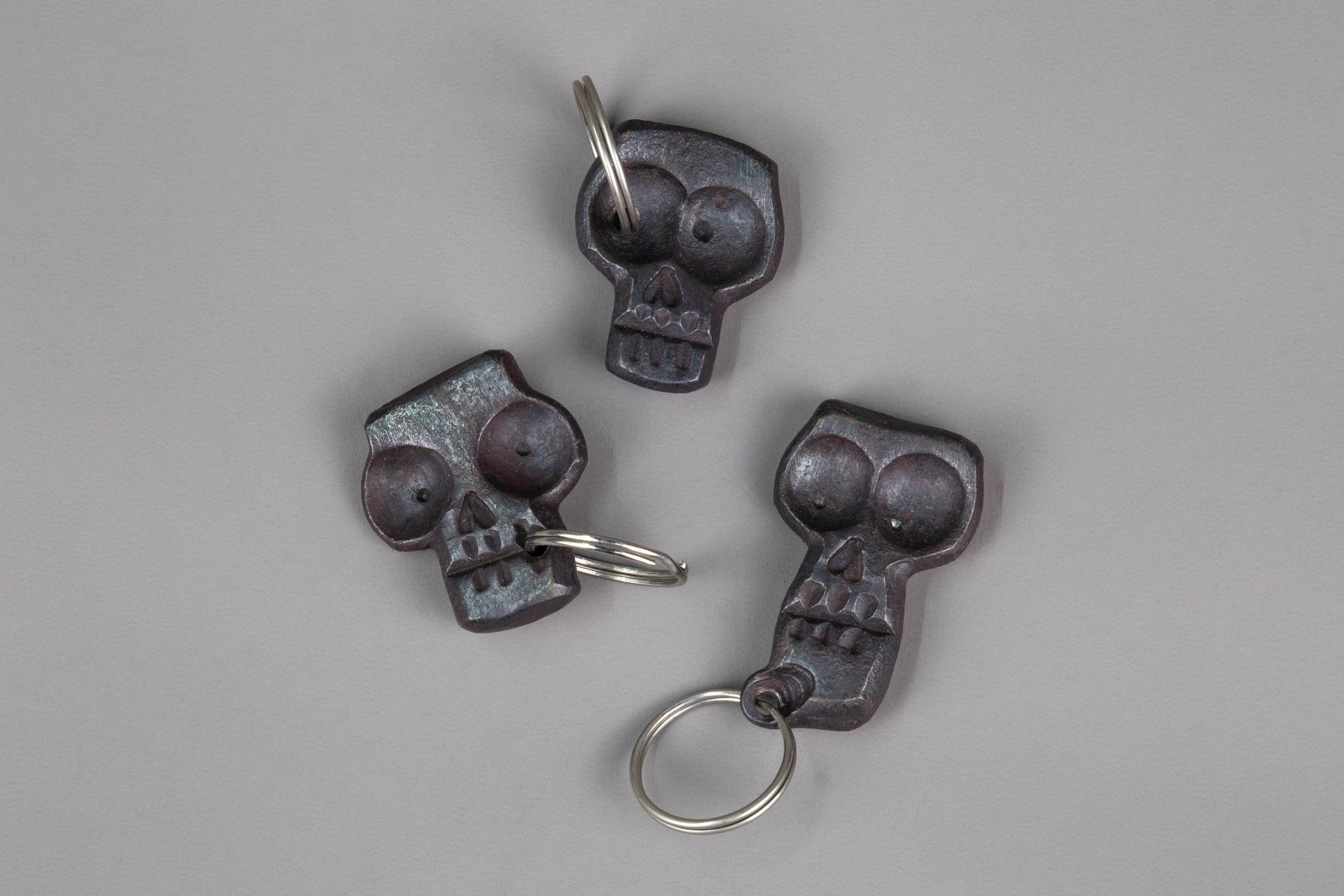 Hand-forged Skull Keyring