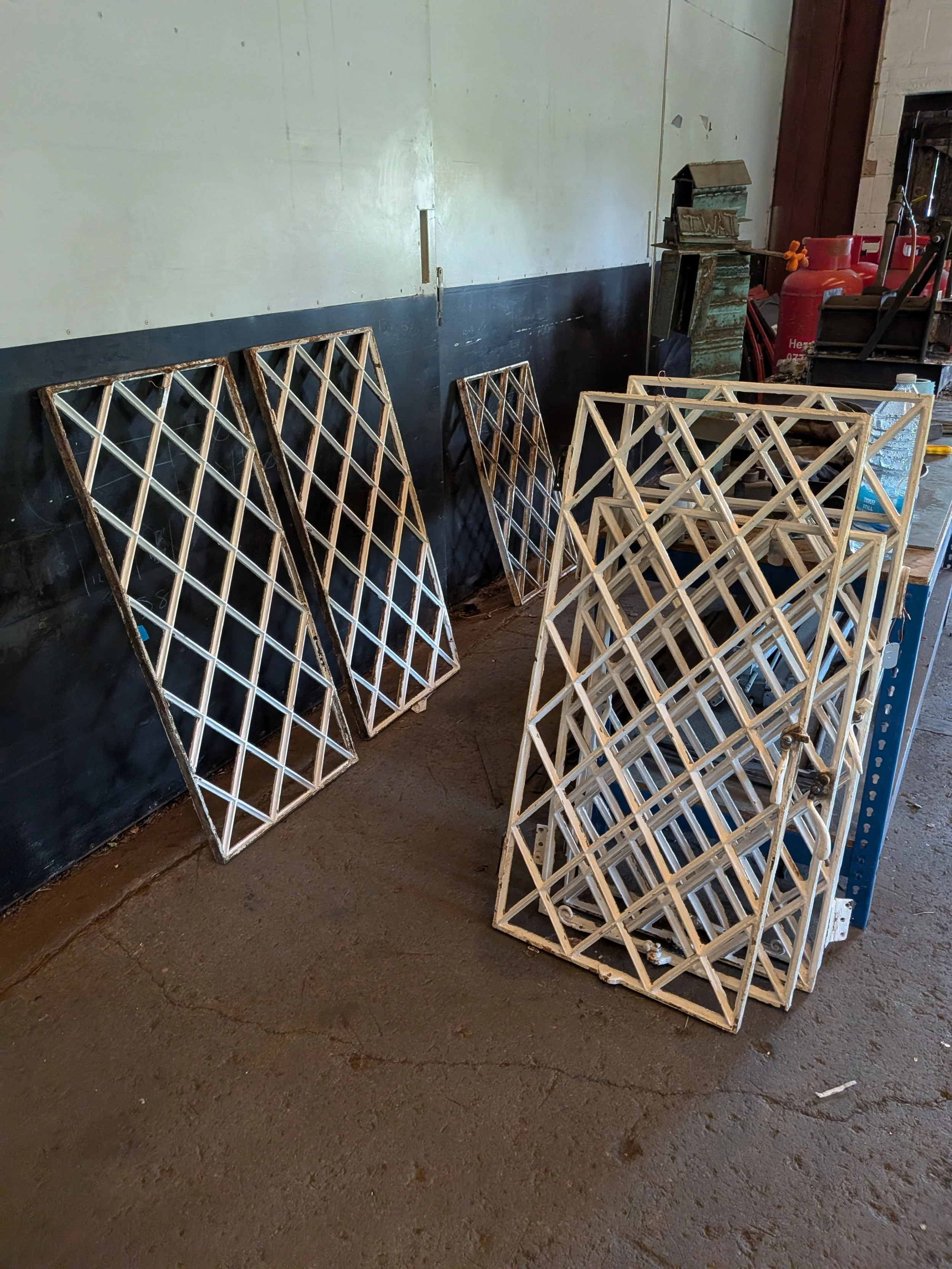 Windows in a blacksmith shop
