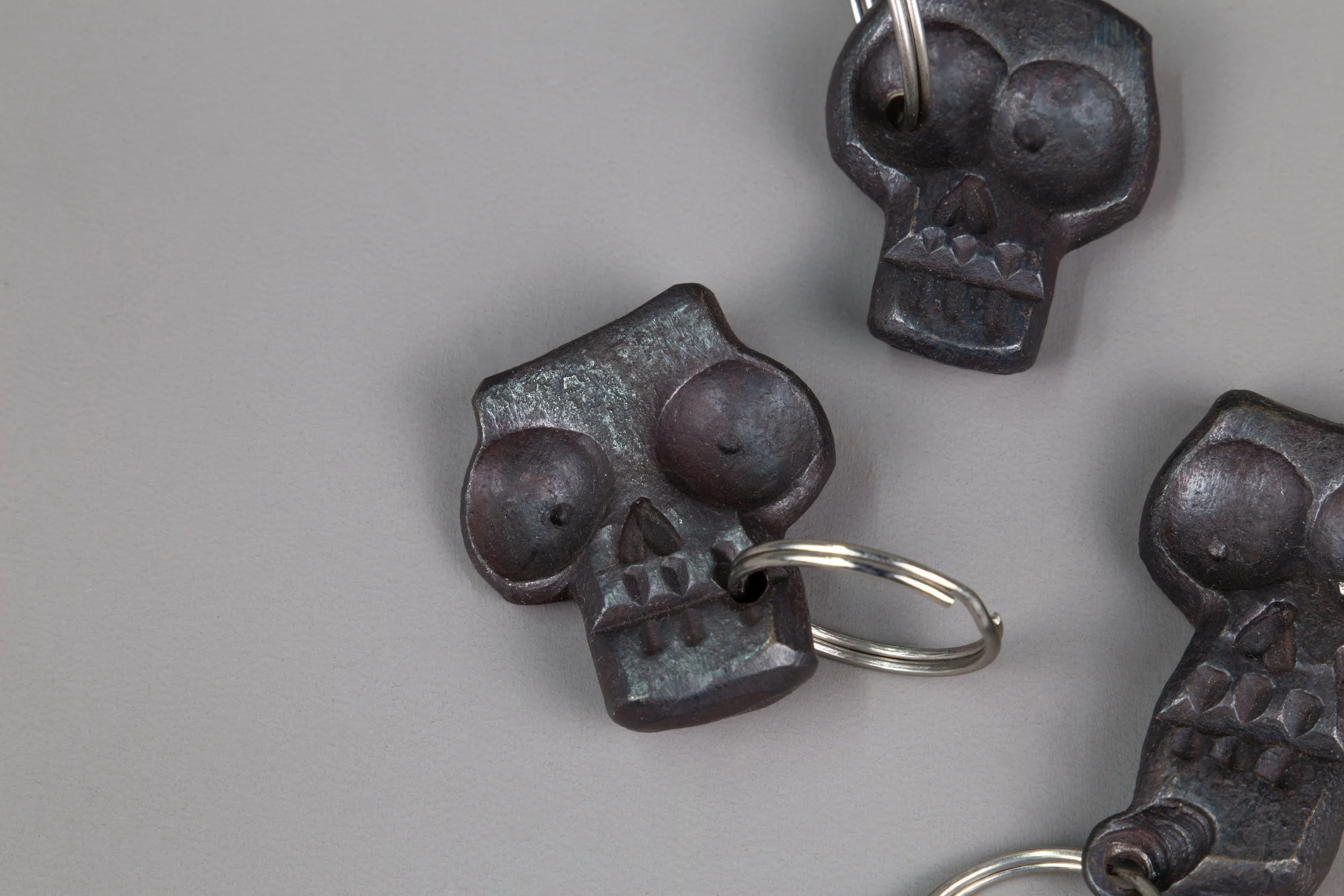 Hand forged Skull keyring