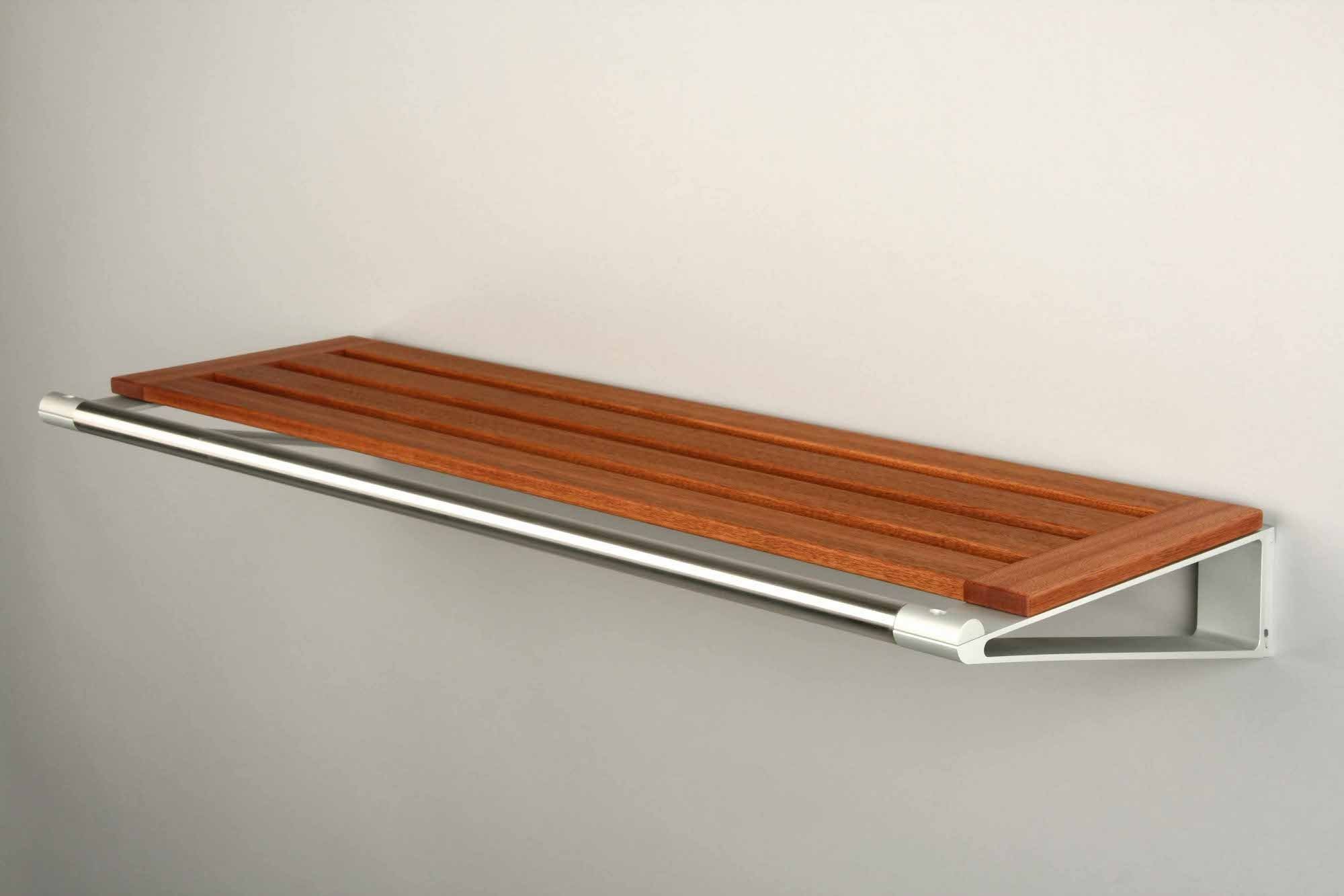 Metalen wandplank van hout met ophangrail