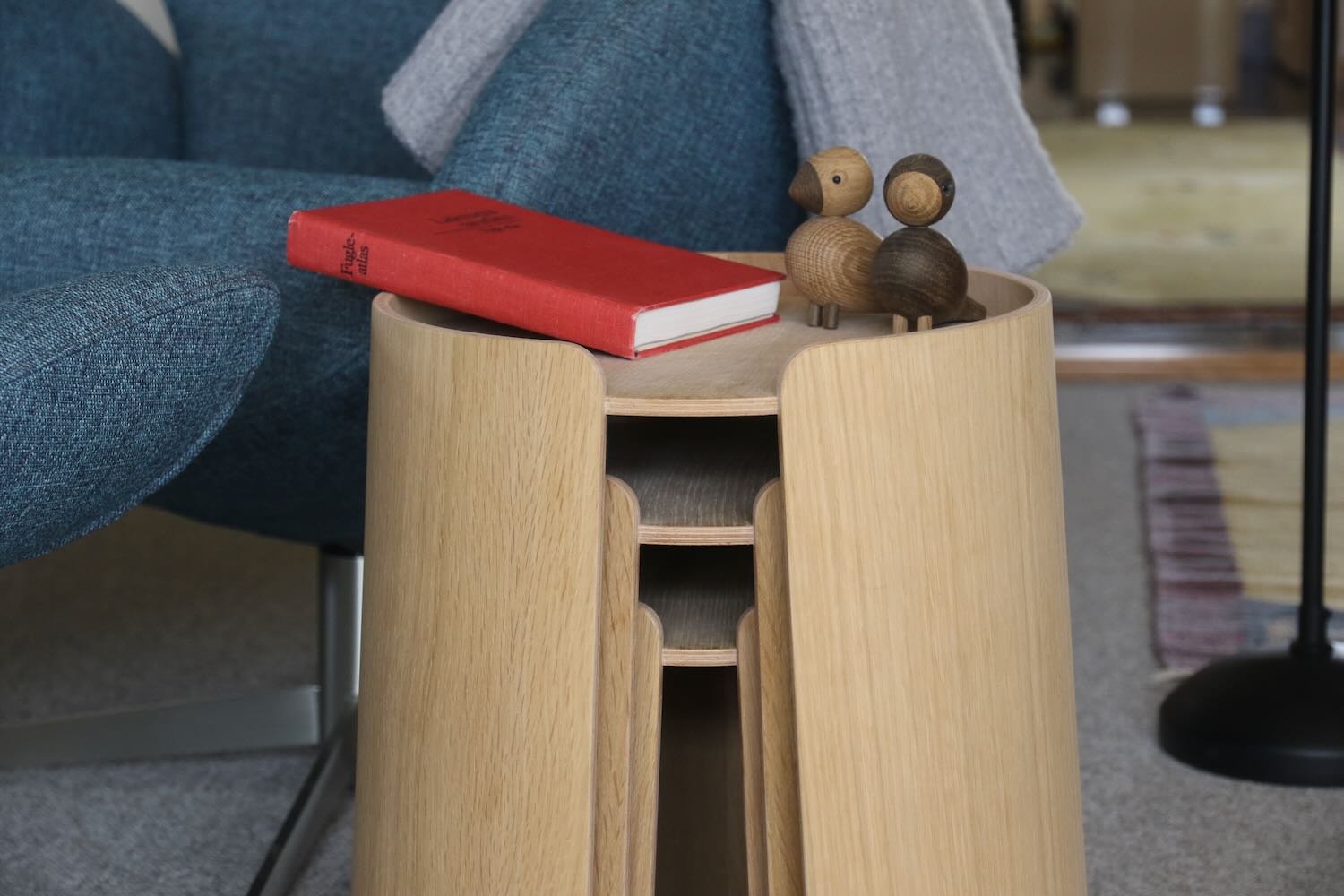 Round Side Table Oak Wood Set of 3 — KNAX SHOP