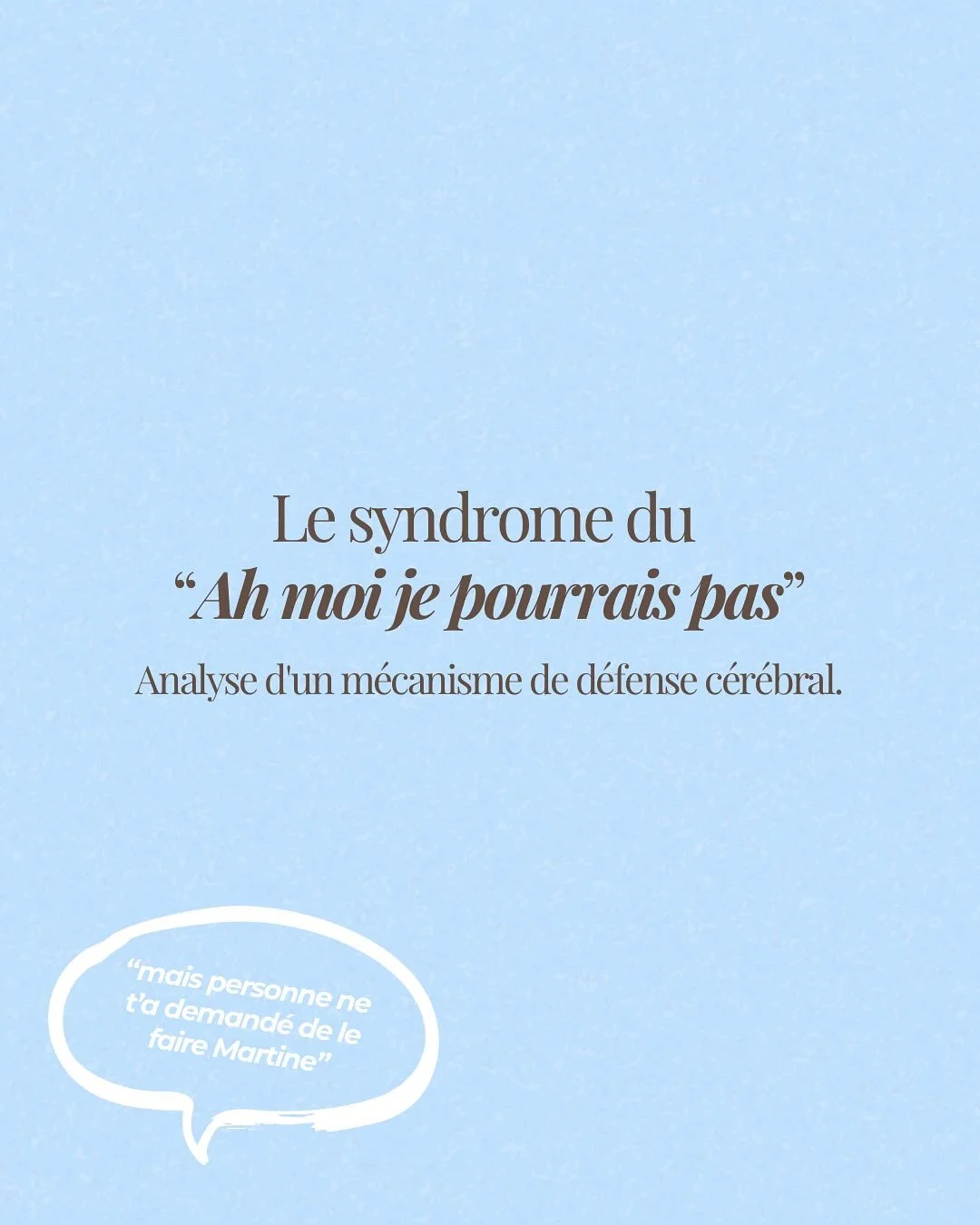Le syndrome du &ldquo;Moi je pourrais pas&rdquo;
Une phrase anodine&hellip; qui en dit long sur le syst&egrave;me nerveux.

Quand quelqu&rsquo;un vous r&eacute;pond &ccedil;a, ce n&rsquo;est presque jamais &agrave; propos de vous.
C&rsquo;est son cer