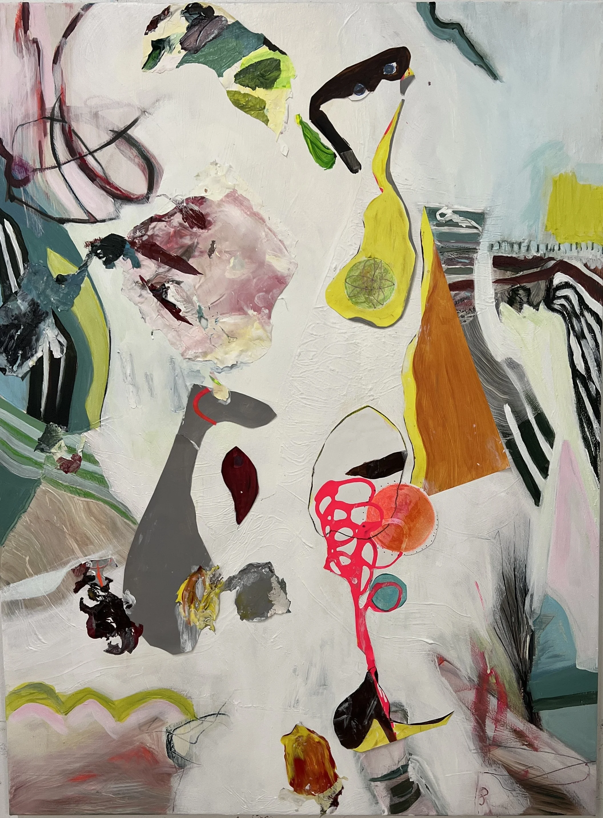 Scattered (24x36. Paint skin, acrylic, charcoal on canvas. 2024.)
