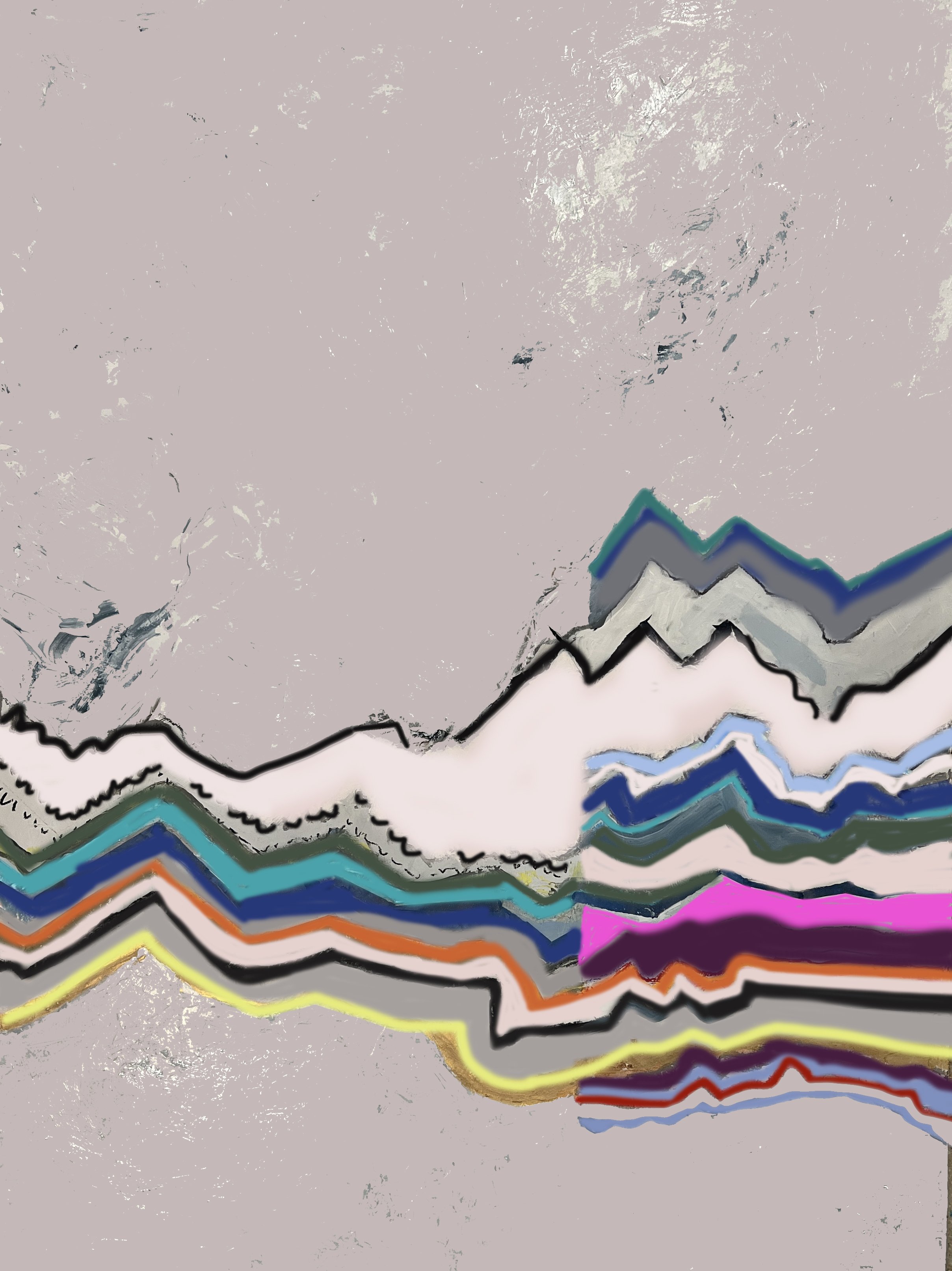 Earth slice, wood panel, oilstick, 30x40, 2023