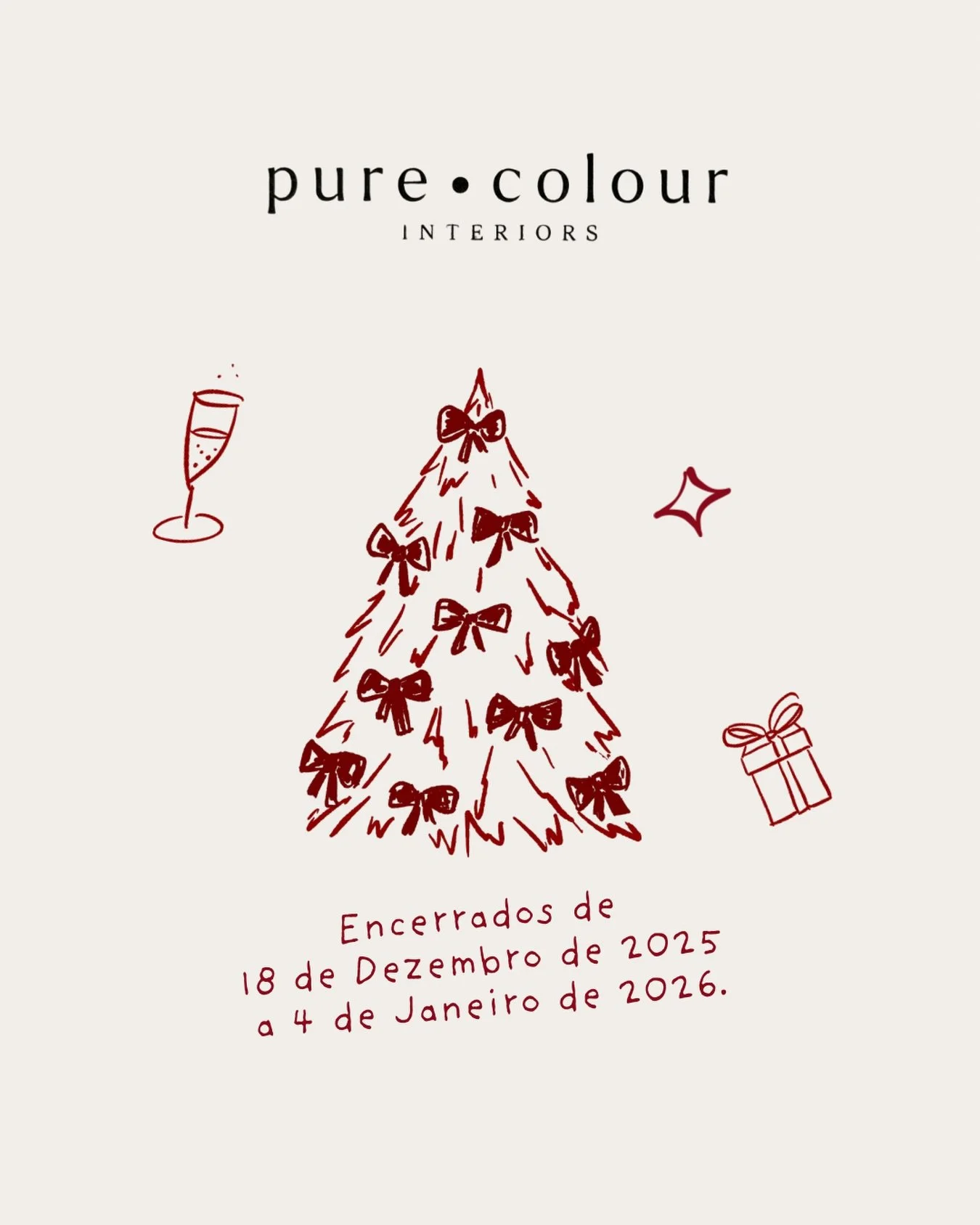 PT. Pausa de Natal
Estaremos encerrados de 18 de Dezembro a 4 de Janeiro.
O bom design come&ccedil;a com tempo para pensar.🎄✨

EN. Christmas Break
We will be closed from December 18 to January 4.
Good design begins with time to think. 🎄✨