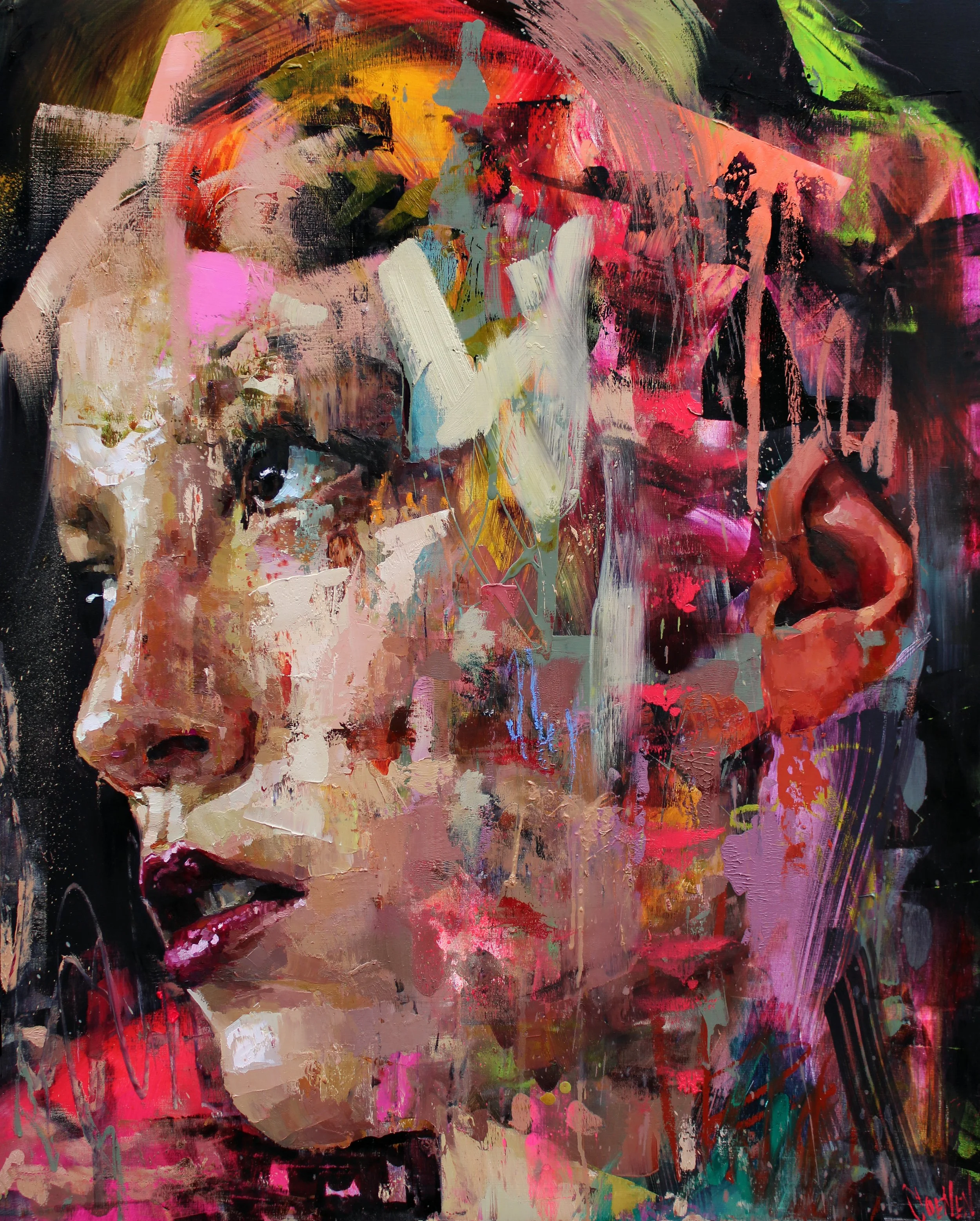  Oil, spray, and pastel on wood panel  24 x 30 in 