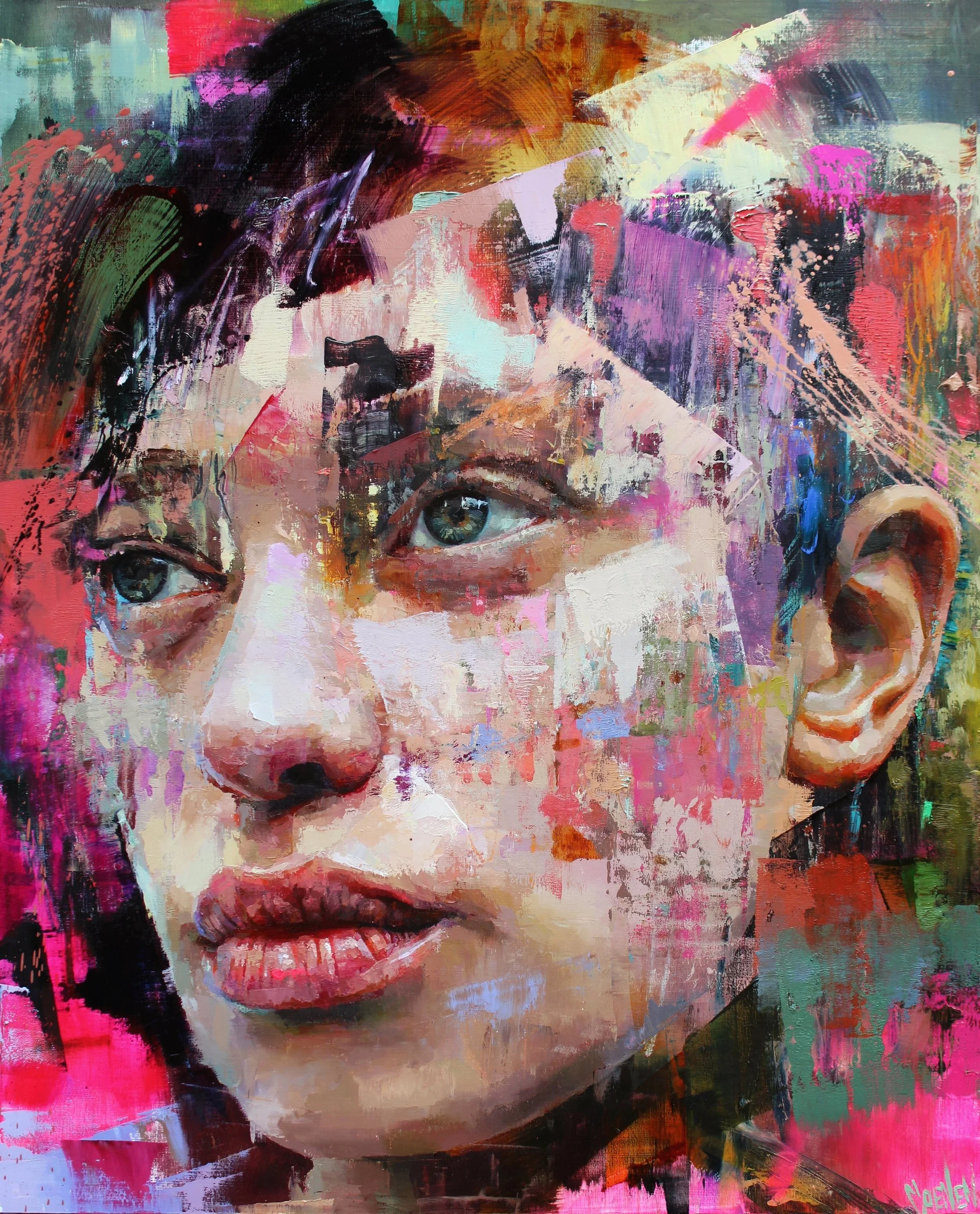  Oil, spray, and pastel on wood panel  24 × 30 in 
