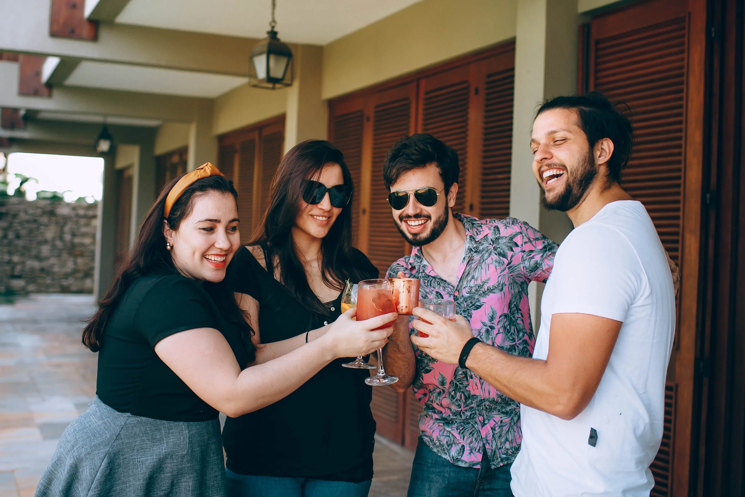 Group of friends with cocktails