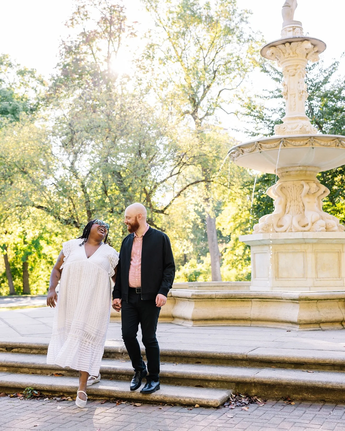 Cass + Tyler are getting married next fall and we just recently did their engagement session! We started at Brandywine Park with THE BEST LIGHT (I told them I&rsquo;m a big geek about that) and ended at their first date location, Maker&rsquo;s Alley 