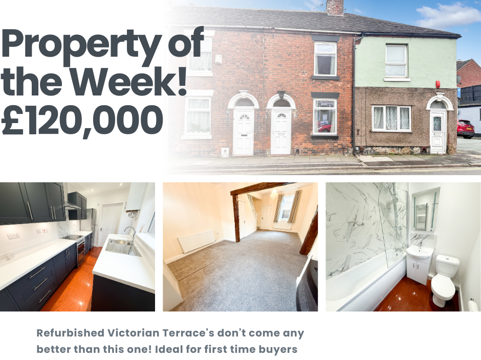 Refurbished two-bedroom Victorian terrace for sale on Heron Street, Heron Cross ST4 3AS with modern kitchen, lounge and new bathroom – £120,000