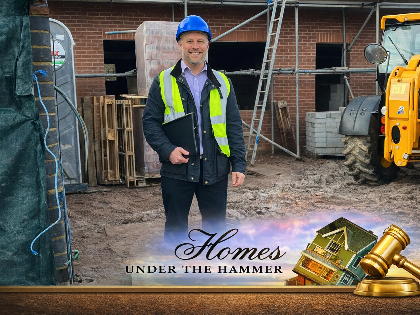 Tom Williams, Managing Director of Findahome Online, filming BBC One Homes Under the Hammer at a new-build development in Chesterton, Stoke-on-Trent, 2024. Episode aired 26 February 2026.