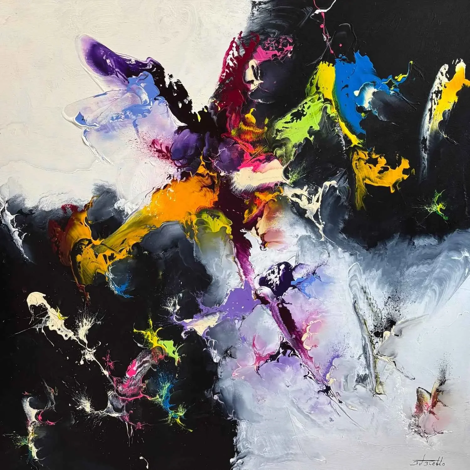 Tableau abstrait gris de Zdzieblo Galerie Graal Art Contemporain .webp