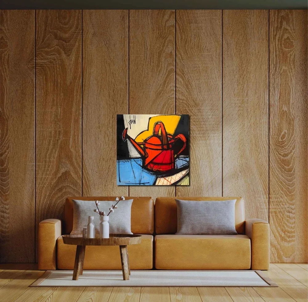 tableau jardin arrosoire de david jamin Galerie Graal .webp