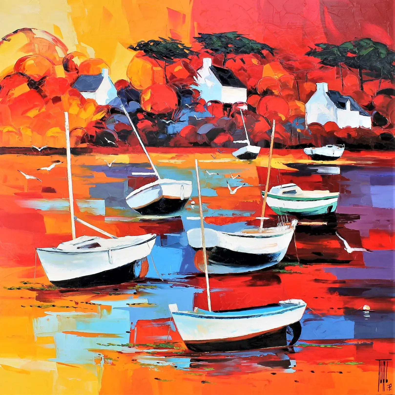 Tableau port marin mouette huitre de Pierrick Tual Galerie Graal.webp