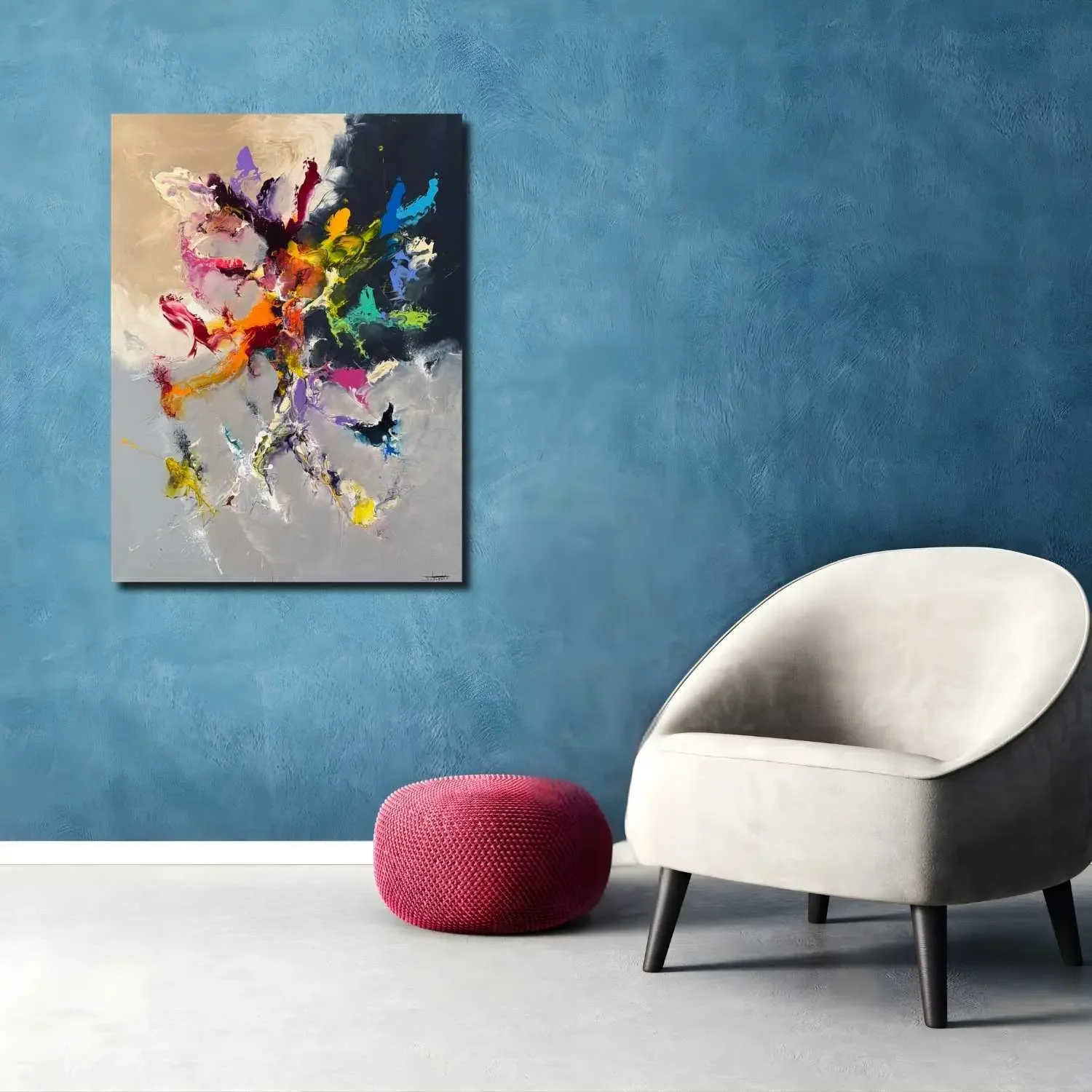 Tableau abstrait noir et gris grand format de Zdzieblo Galerie Graal .webp