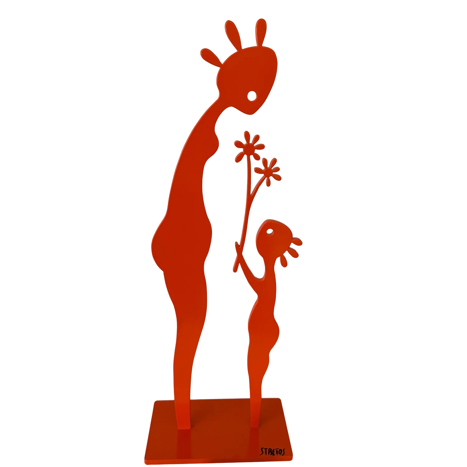 Sculpture mere et fille rouge de stratos Galerie Graal .webp