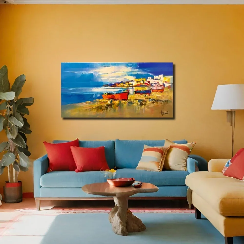 tableau bateau sur la plage espagne de josep teixido  Galerie d'art en Ligne .webp