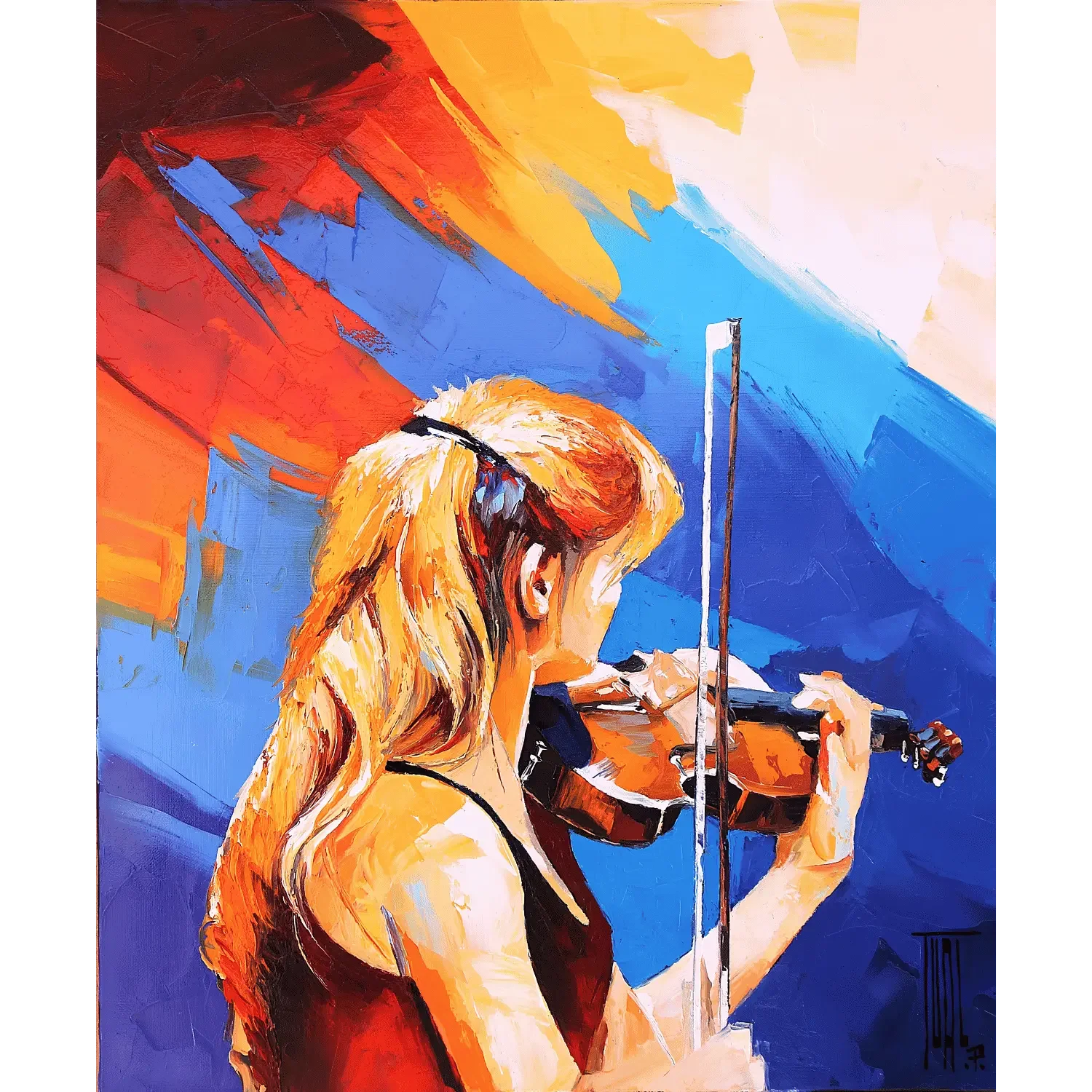 tableau femme violon de Pierrick Tual Galerie Graal .webp
