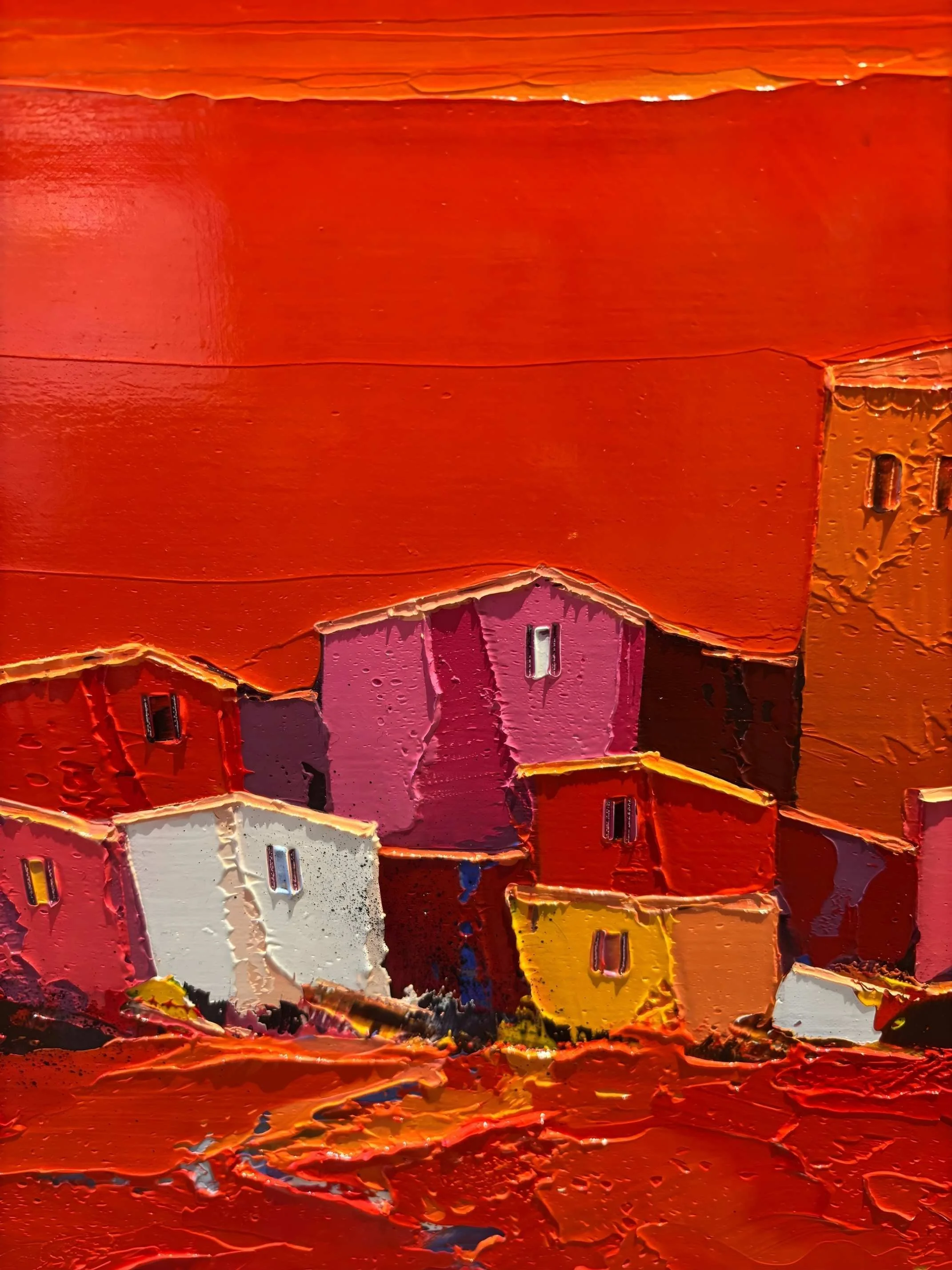 tableau village pourpre rouge de christian eurgal Galerie Graal .jpg