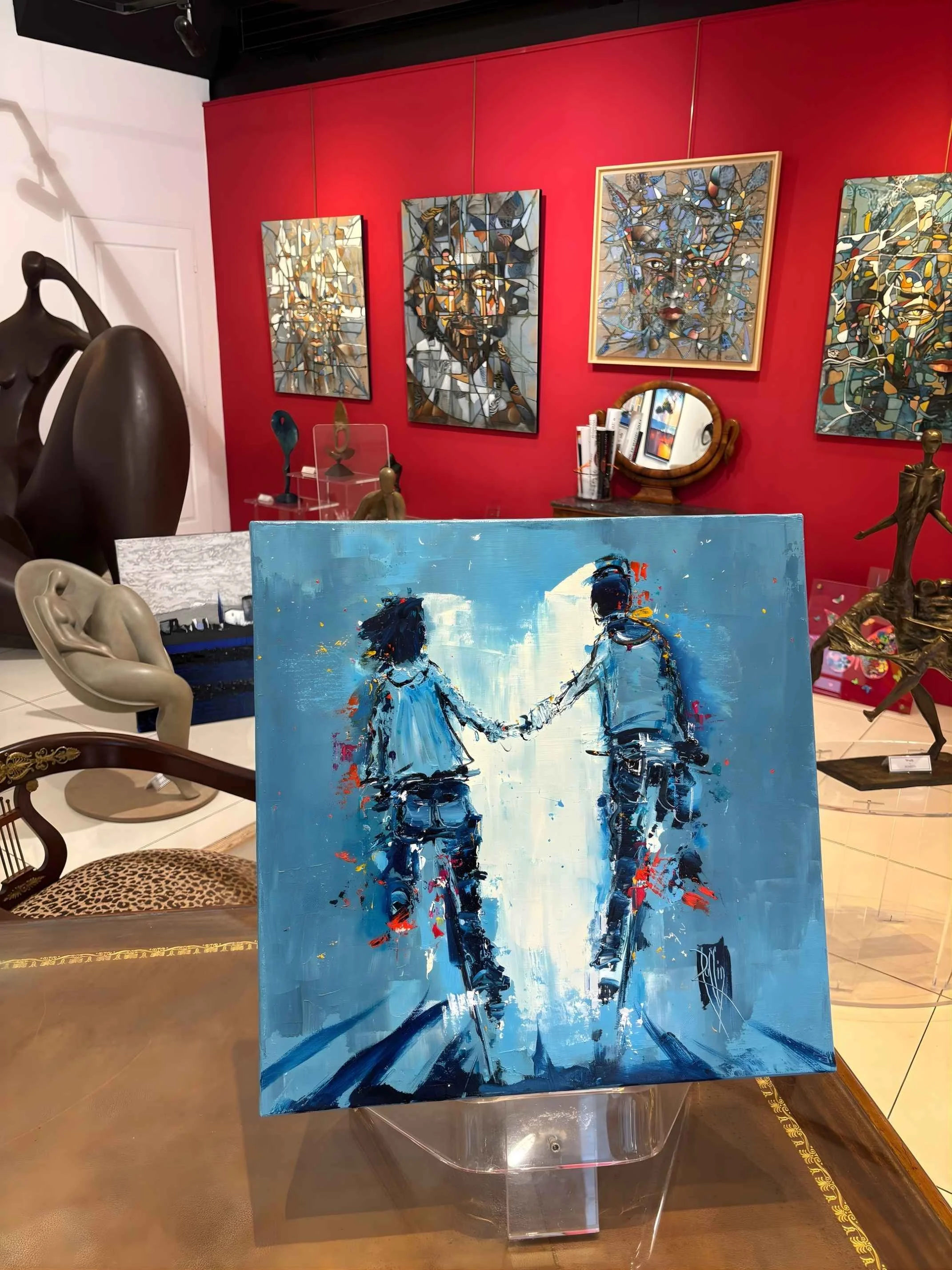 tableau christian raffin couple en vélo Art Contemporain .jpg