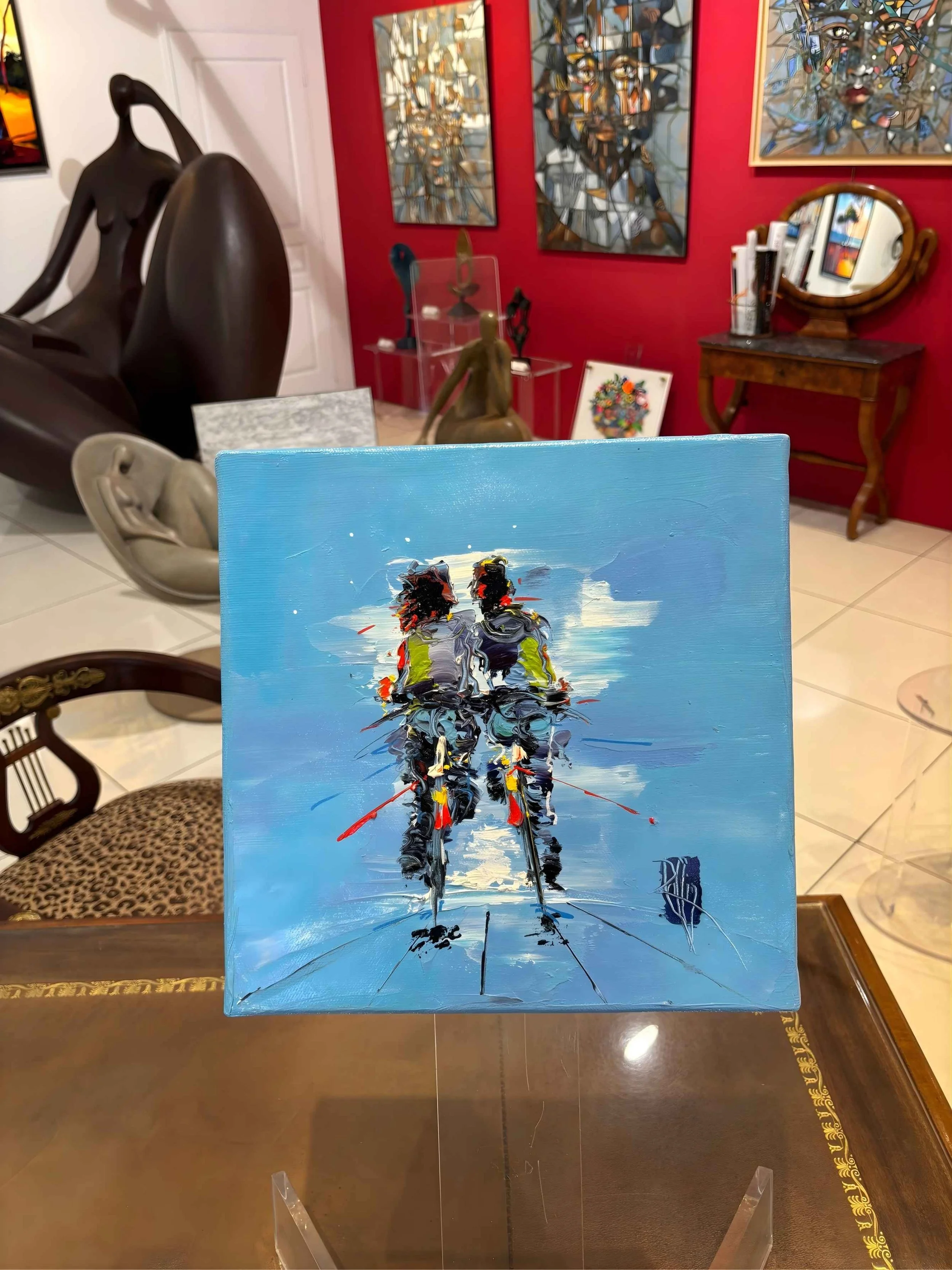tableau christian raffin velo couple bleu .jpg