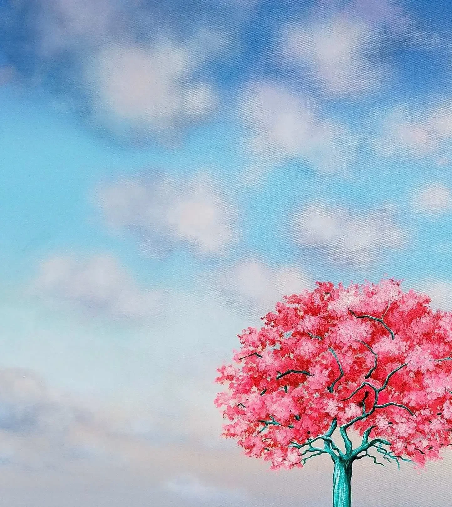 Tableau arbre rouge surréaliste de alexandra battezzati Galerie Graal Art Contemporain .webp