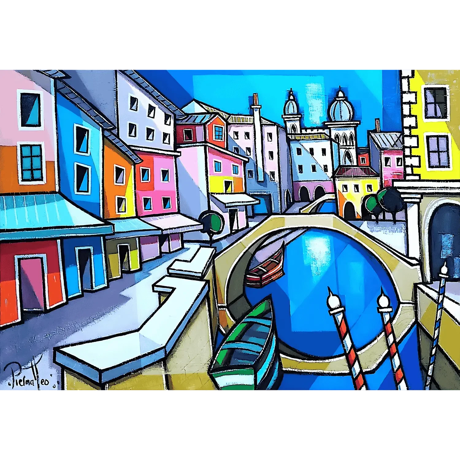 Tableau sur venise italie cubisme de giuseppe piermattéo Galerie Graal Art Contemporain .webp