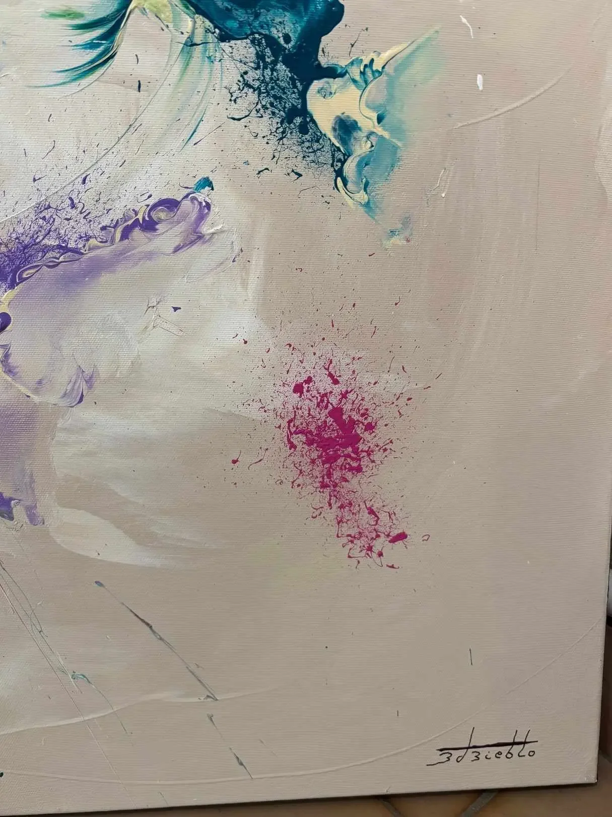 Tableau blanc abstrait grand format de Zdzieblo Galerie Graal .webp