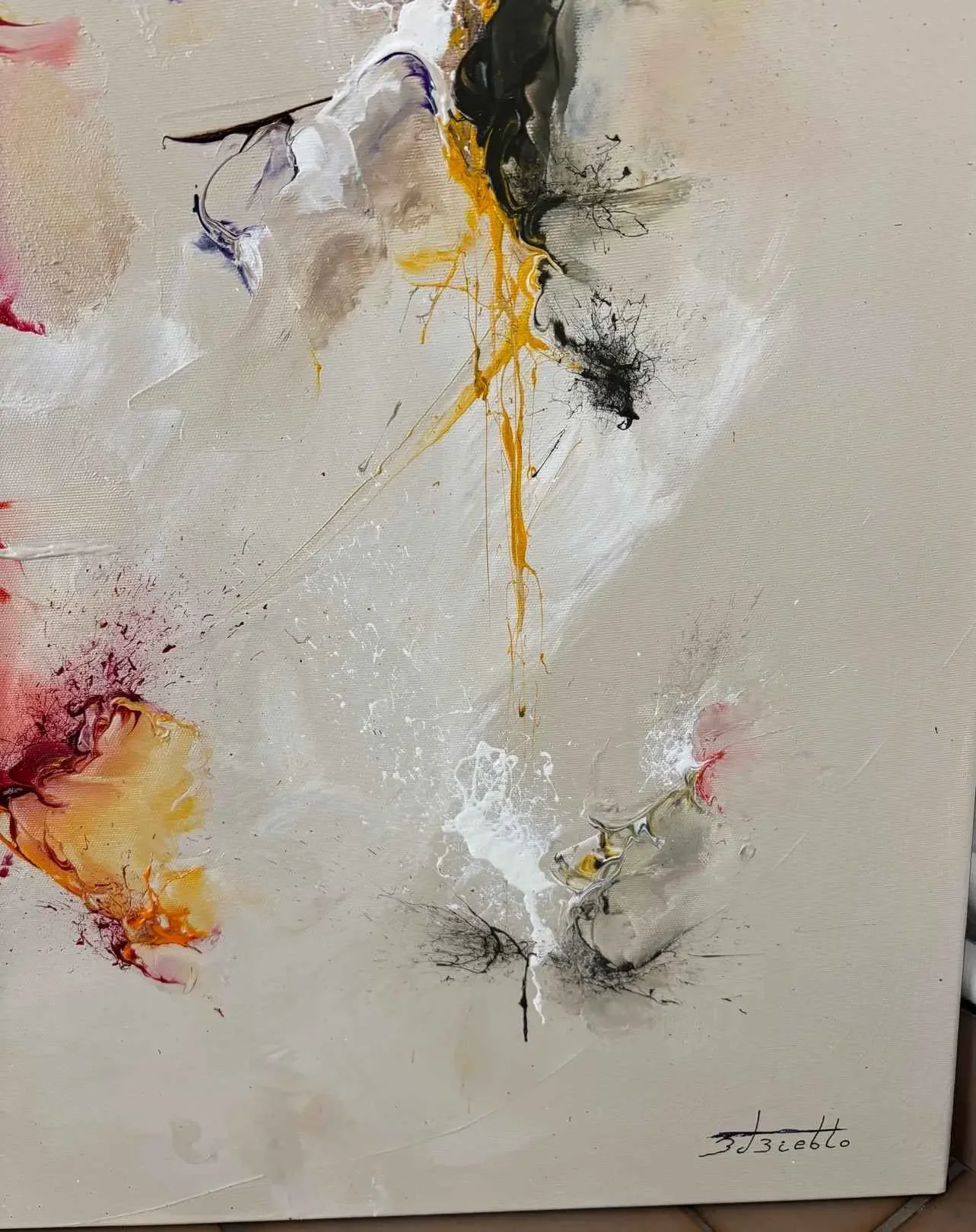 Tableau abstrait Zdzieblo blanc  Galerie Graal Art Contemporain .webp