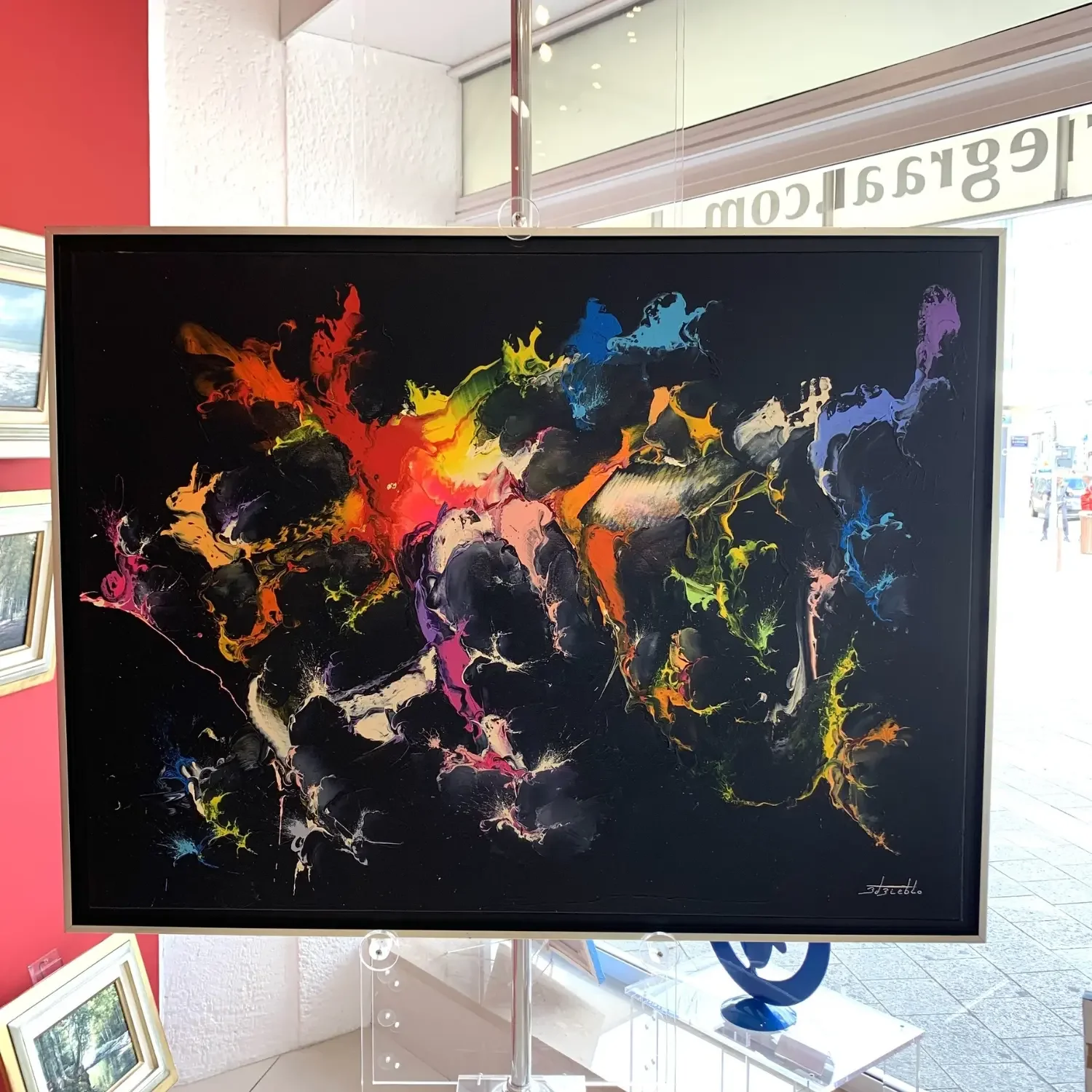 Tableau noir bleu abstrait de Zdzieblo Galerie Graal Art Contemporain .webp