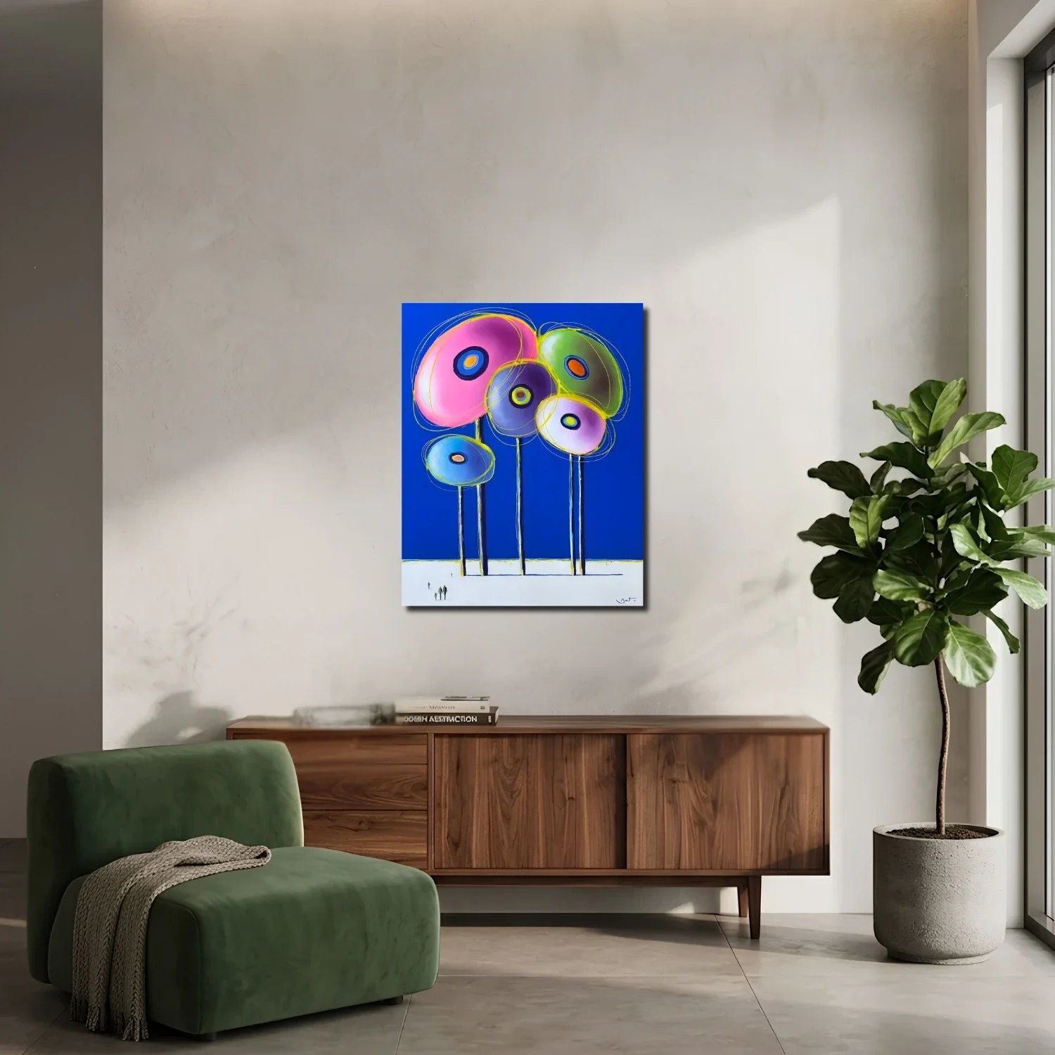 tableau arbre surréaliste coloré de berto Art Contemporain Galerie Graal .webp